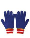 Dolce & Gabbana Blaue gestreifte Wollhandschuhe mit DG-Logo-Stickerei