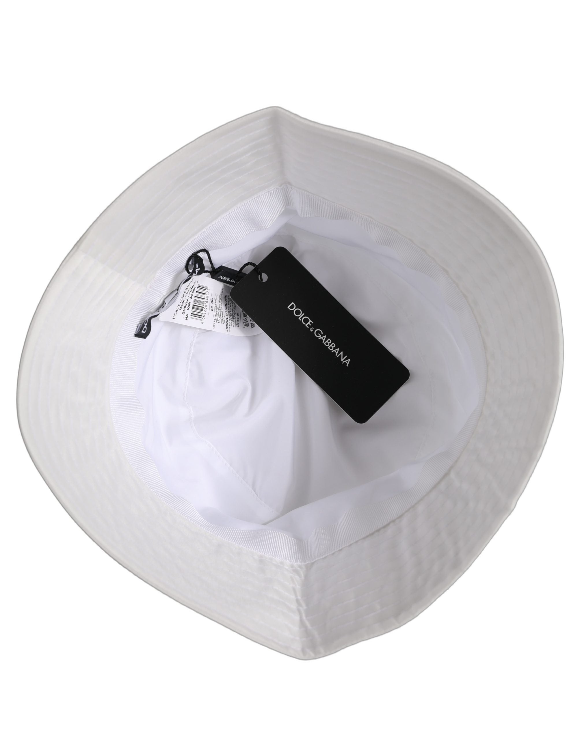 Dolce & Gabbana Herren Weißer Nylon Fischerhut mit breiter Krempe