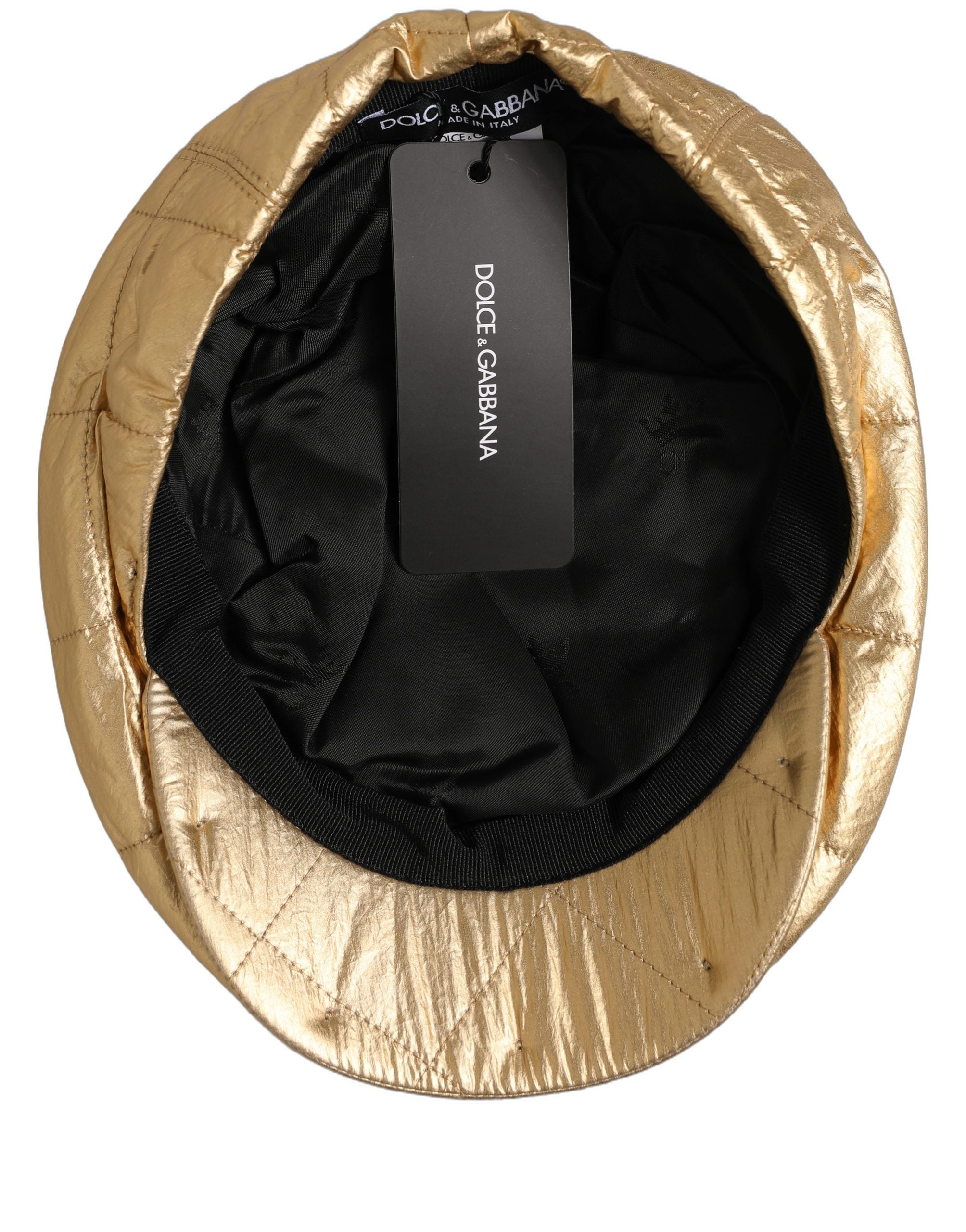 Dolce & Gabbana Herren Goldfarbene, breit gesteppte Newsboy Capello Mütze