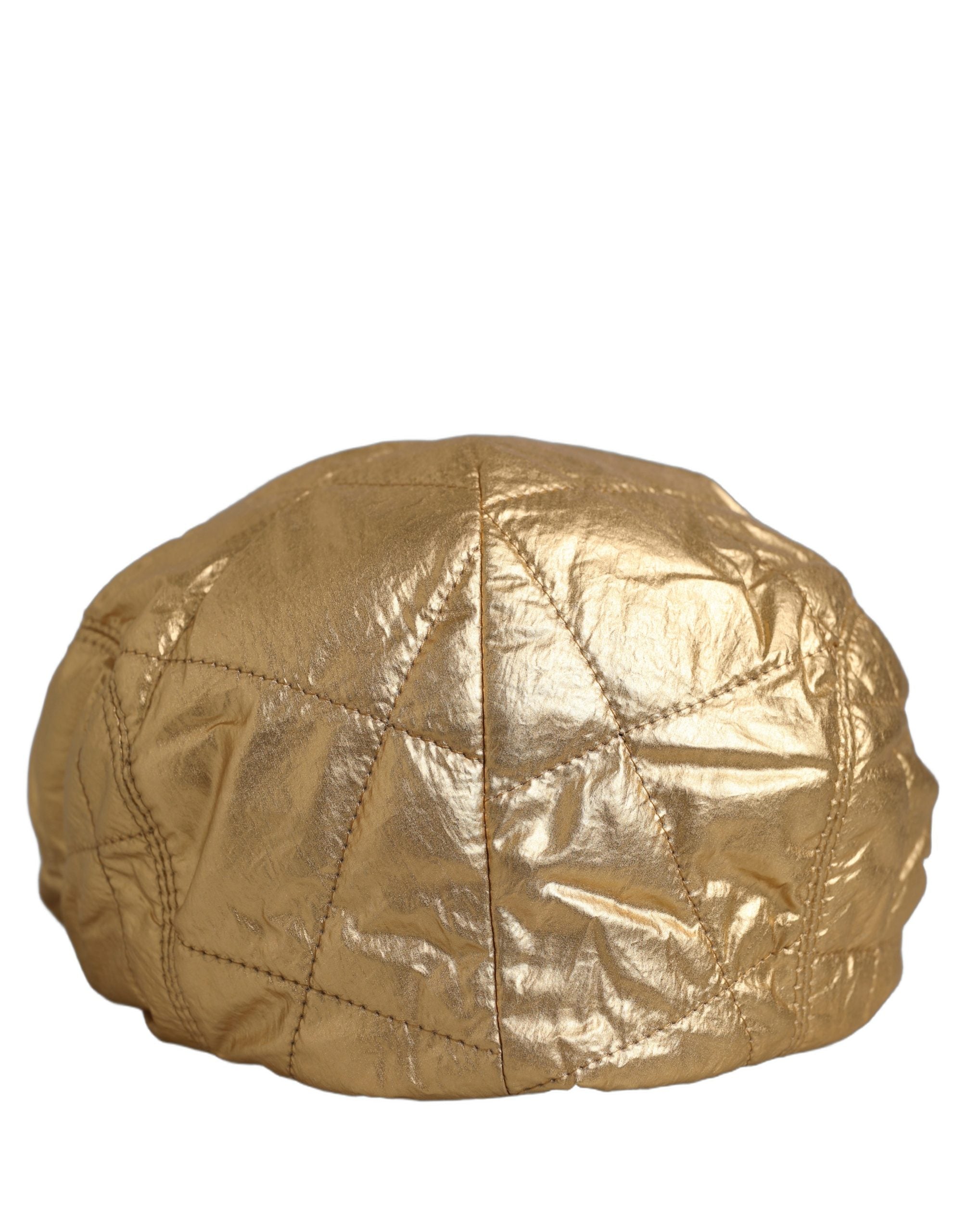 Dolce & Gabbana Herren Goldfarbene, breit gesteppte Newsboy Capello Mütze