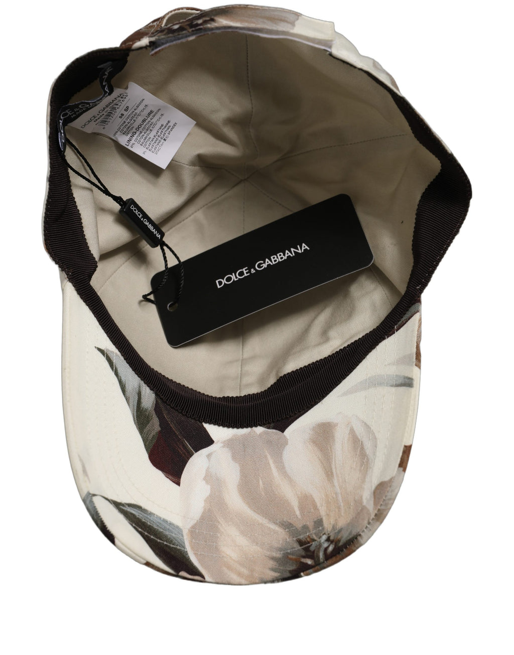 Dolce & Gabbana Herren Baseballkappe aus beigem Baumwoll-Gabardine mit Blumenprint