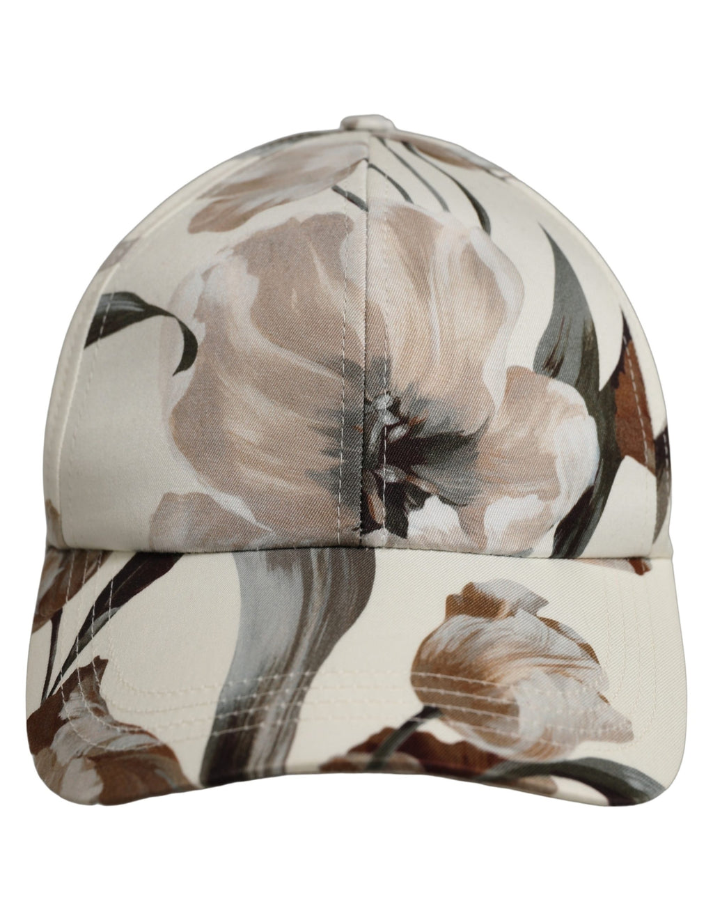 Dolce & Gabbana Herren Baseballkappe aus beigem Baumwoll-Gabardine mit Blumenprint
