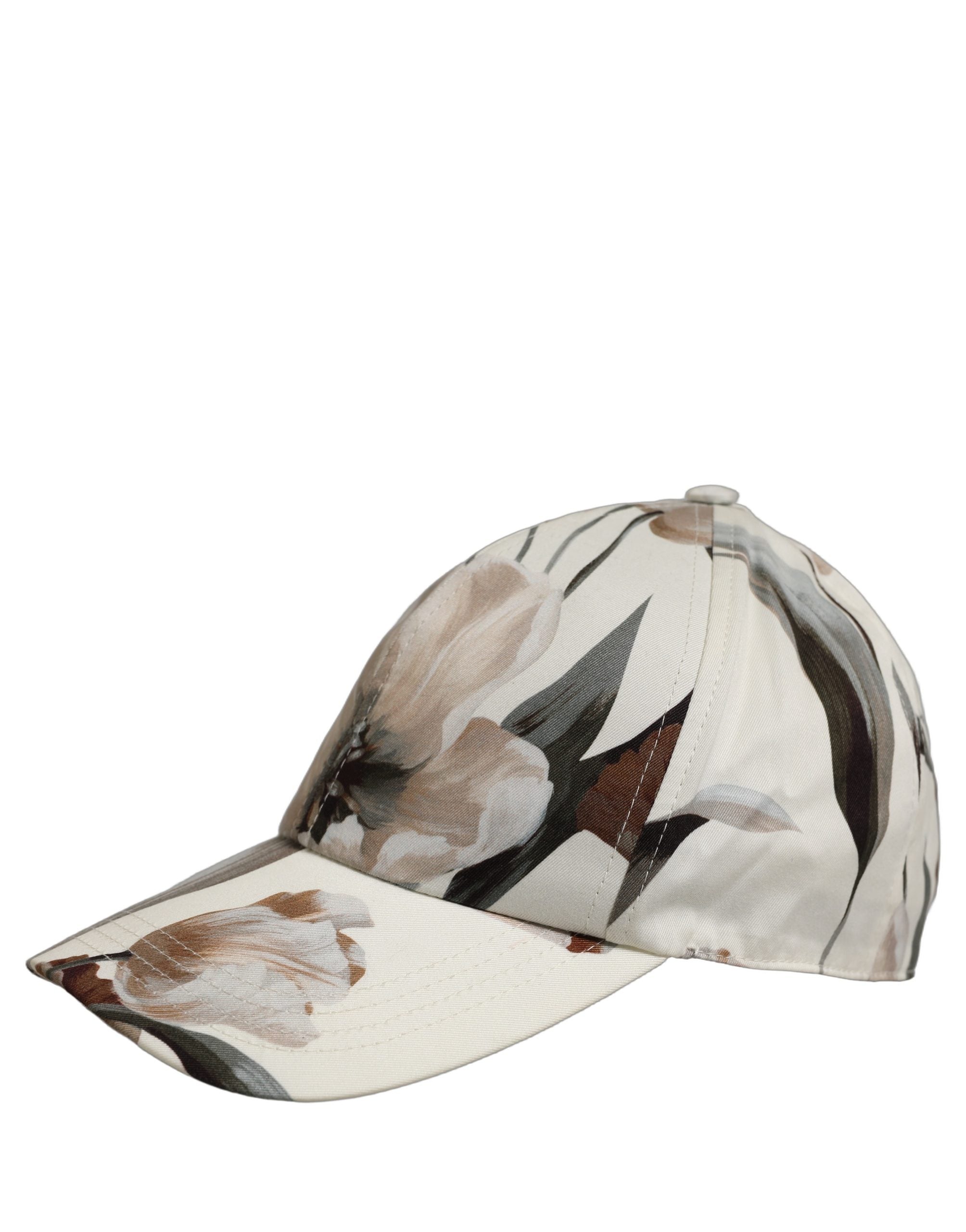 Dolce & Gabbana Herren Baseballkappe aus beigem Baumwoll-Gabardine mit Blumenprint