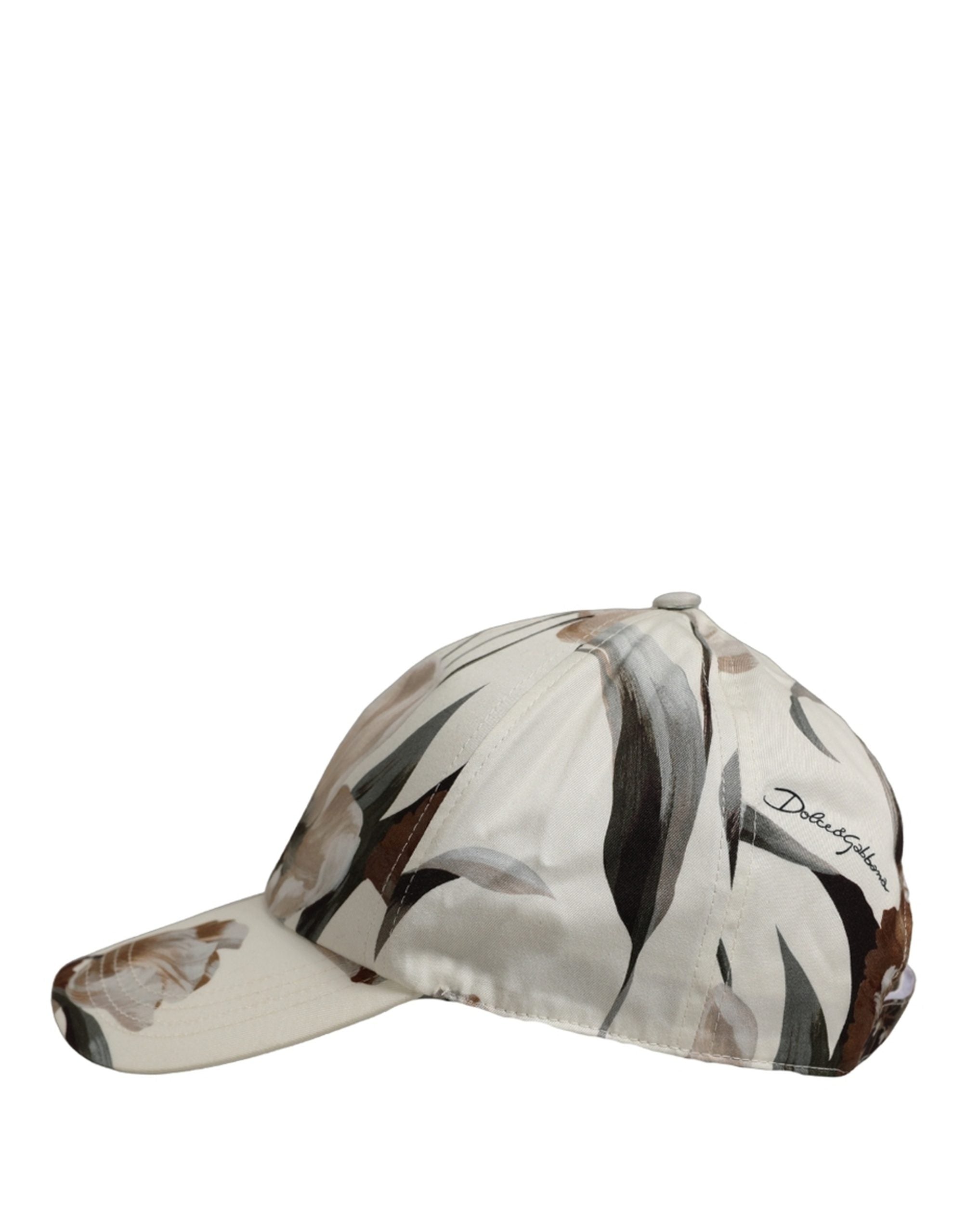 Dolce & Gabbana Herren Baseballkappe aus beigem Baumwoll-Gabardine mit Blumenprint