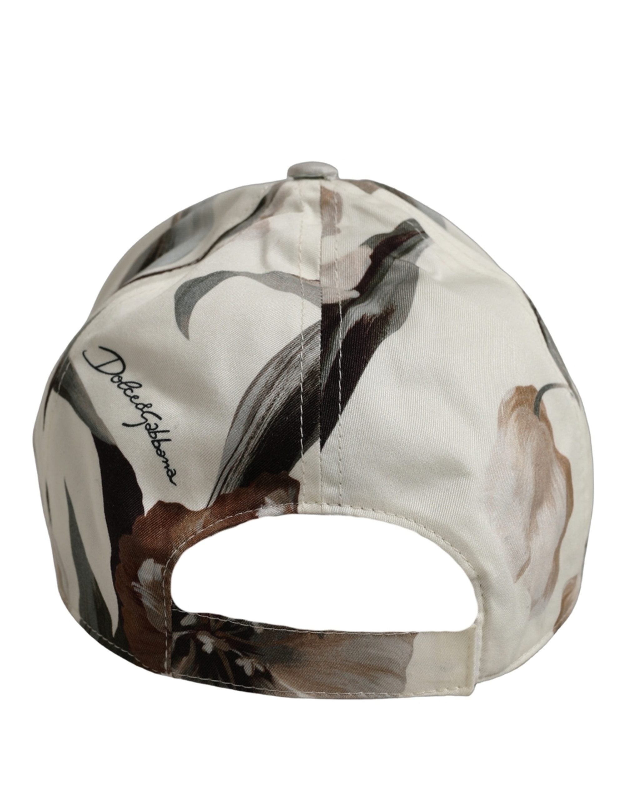 Dolce & Gabbana Herren Baseballkappe aus beigem Baumwoll-Gabardine mit Blumenprint