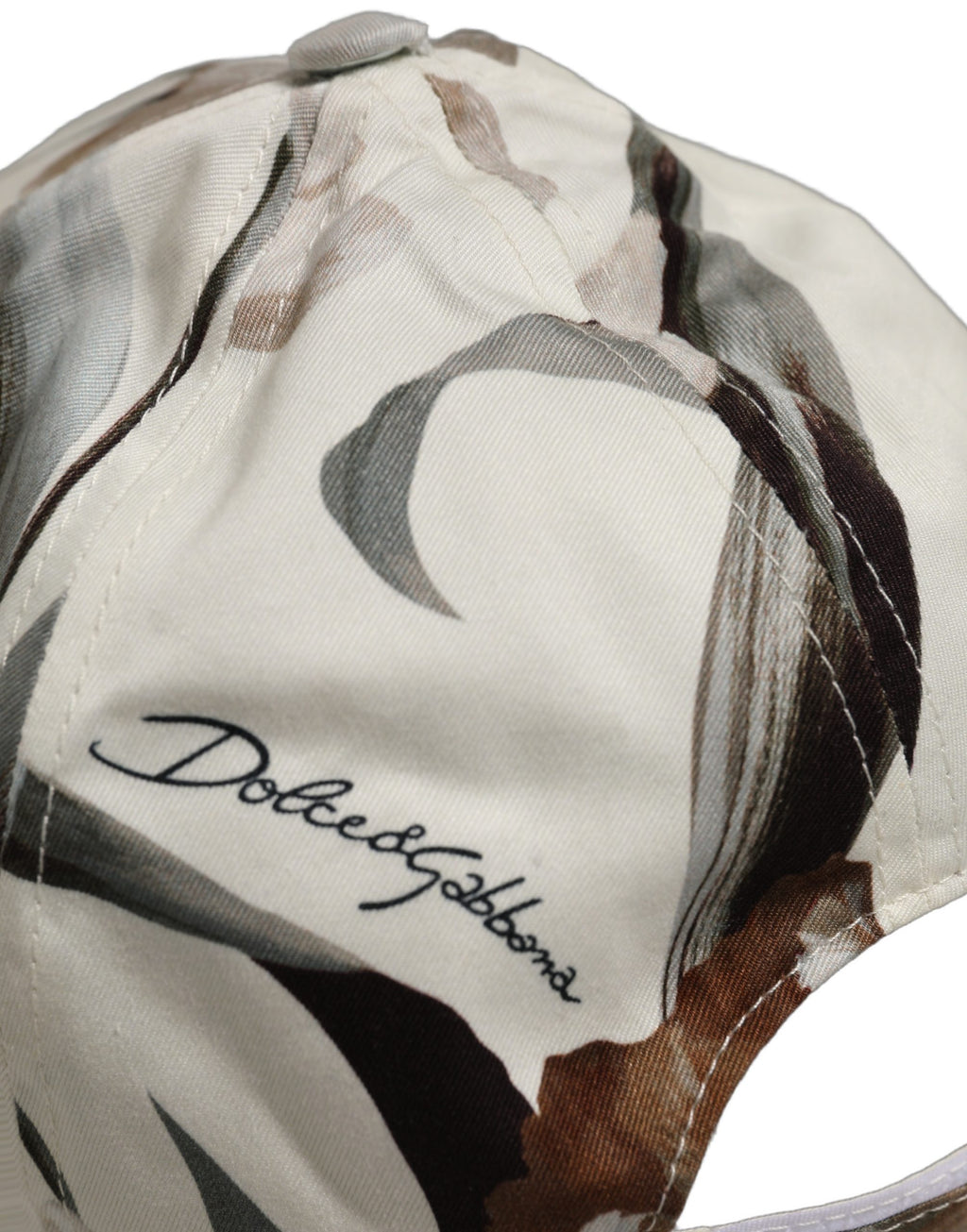 Dolce & Gabbana Herren Baseballkappe aus beigem Baumwoll-Gabardine mit Blumenprint