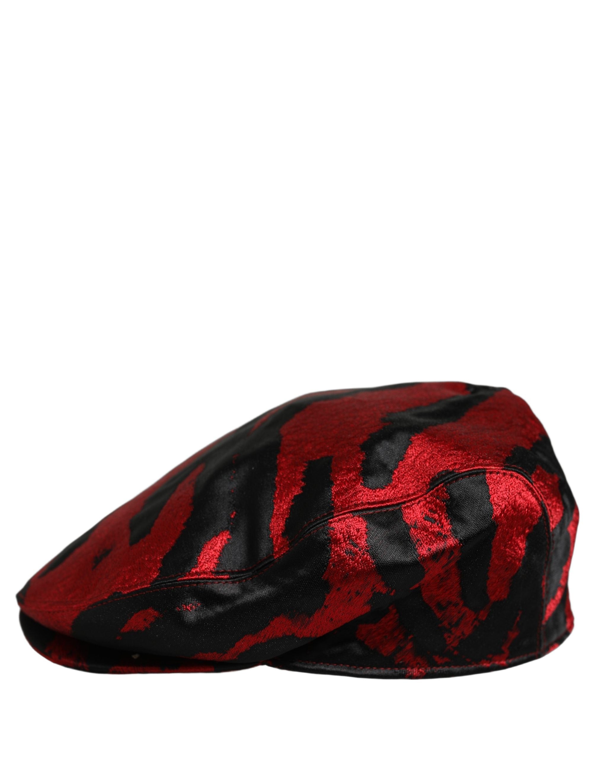 Dolce & Gabbana Herren Mütze "Newsboy Capello" aus Baumwolle in Rot und Schwarz gestreift