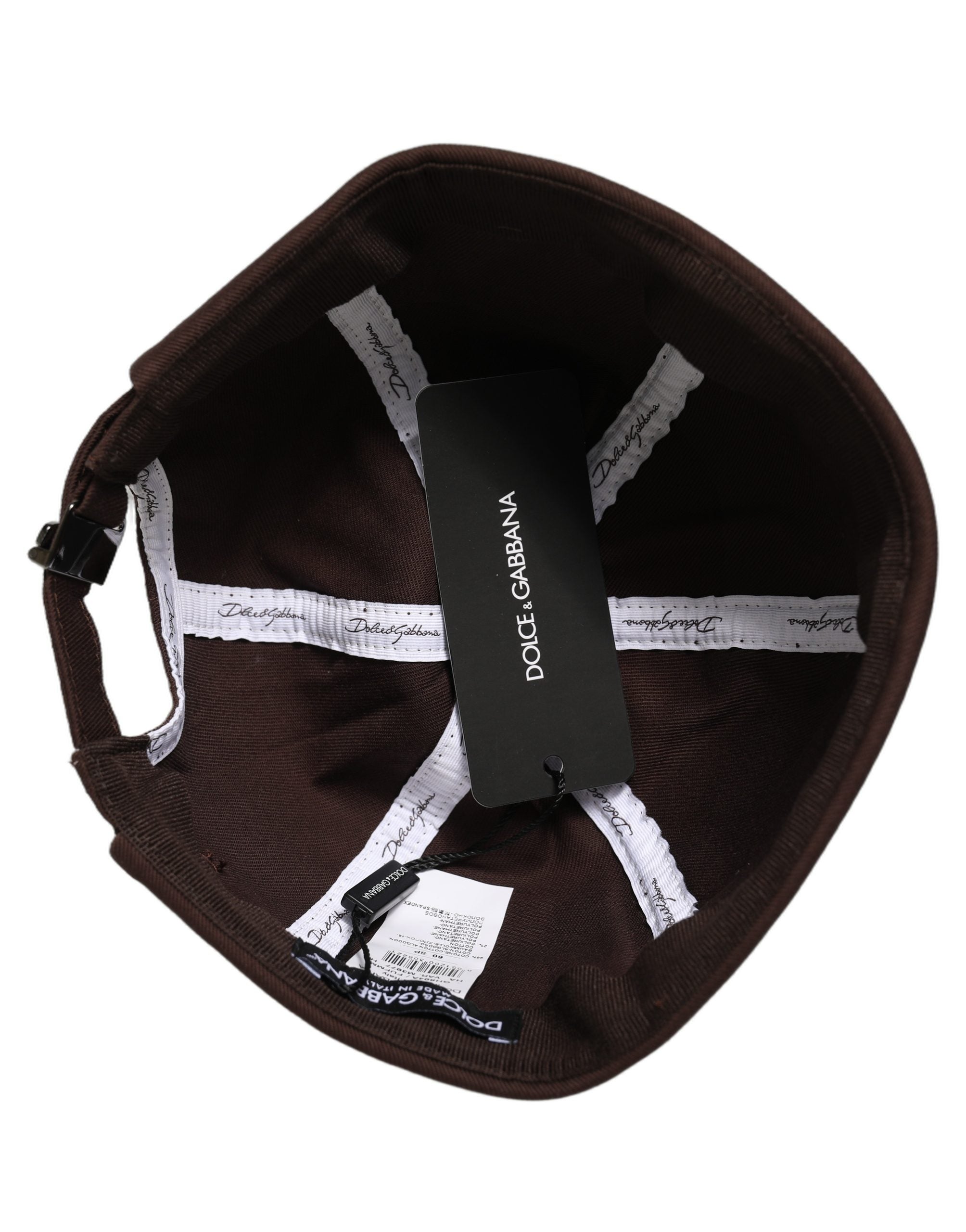 Dolce & Gabbana Herren Braune Baumwoll Docker Capello Krempenlose Mütze
