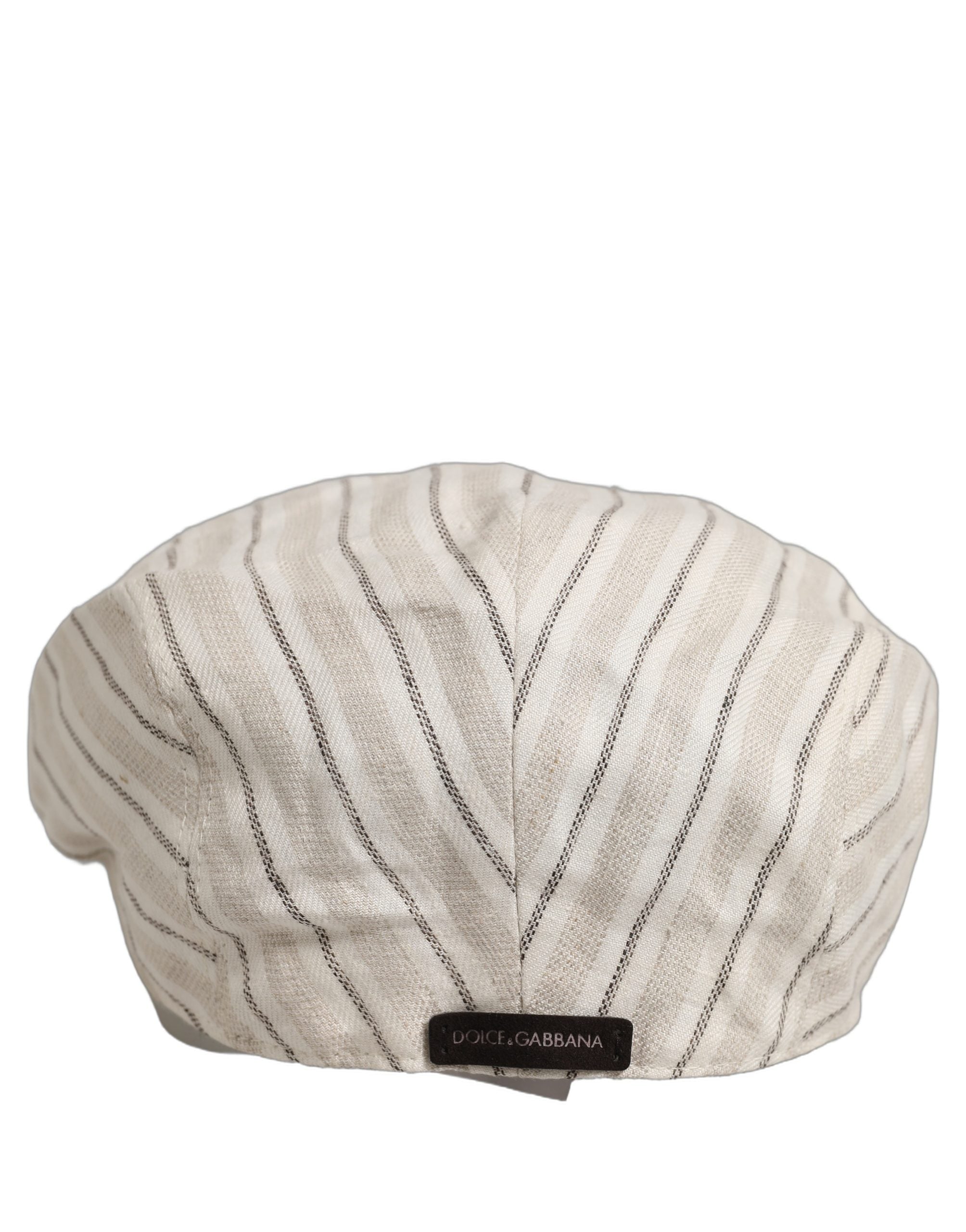 Dolce & Gabbana Herren Off-White Gestreifte Schirmmütze aus Leinen
