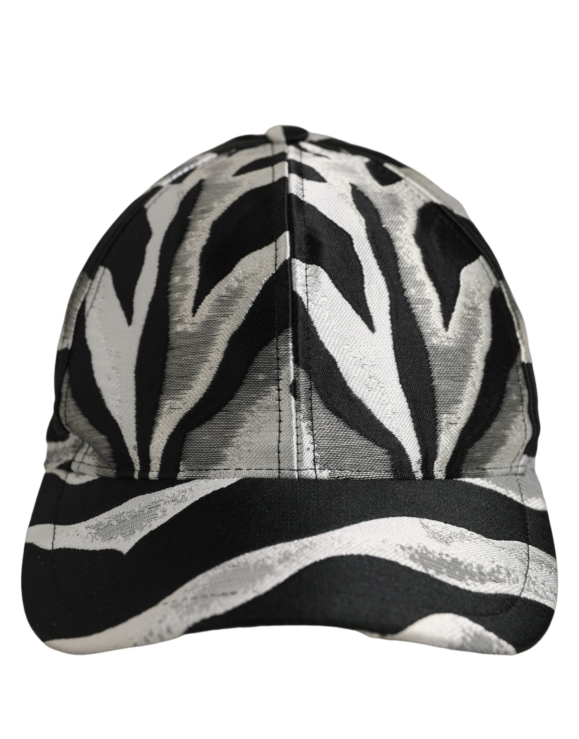 Dolce & Gabbana Herren Baseball Cap in Schwarz mit Silbernem Zebramuster