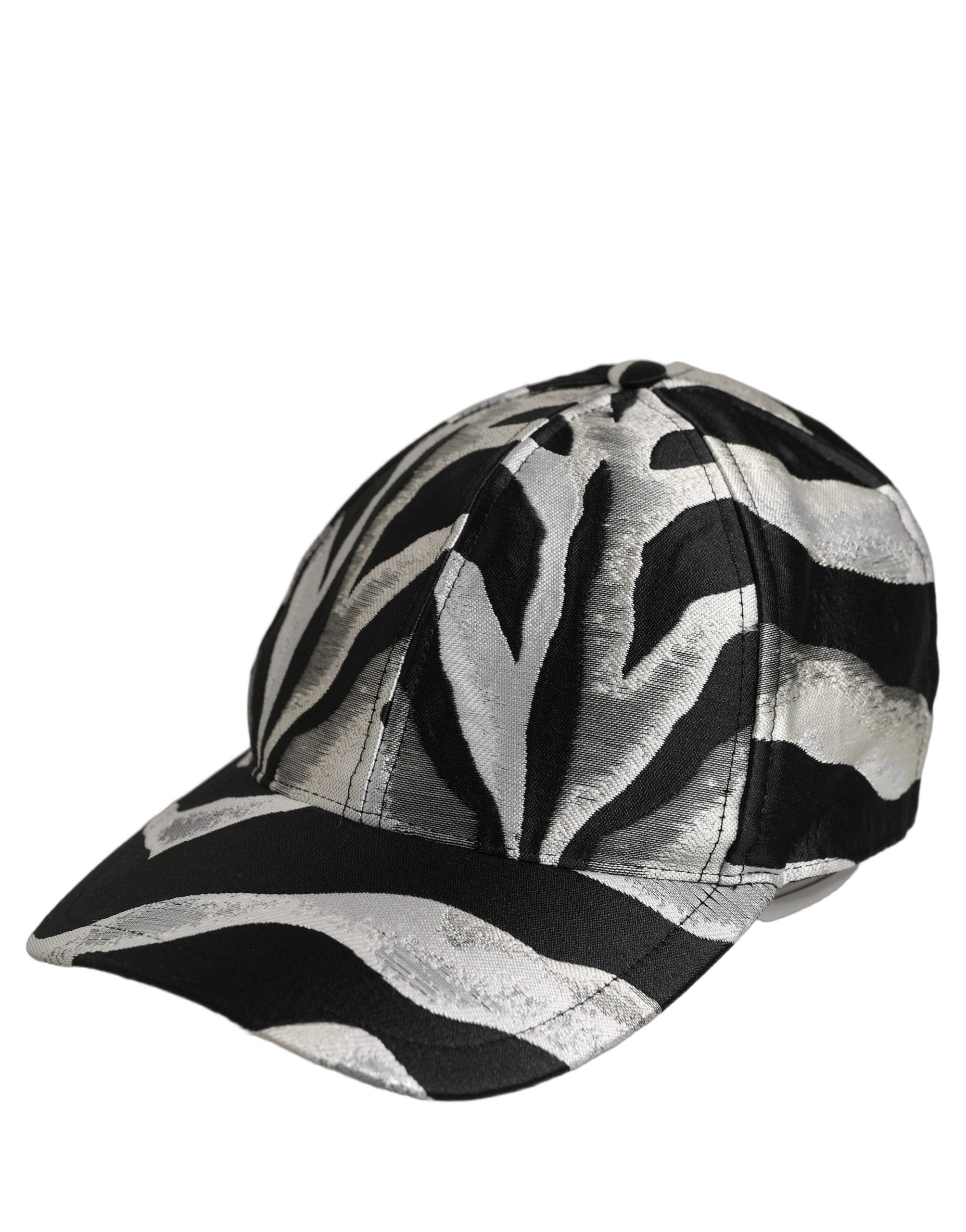 Dolce & Gabbana Herren Baseball Cap in Schwarz mit Silbernem Zebramuster