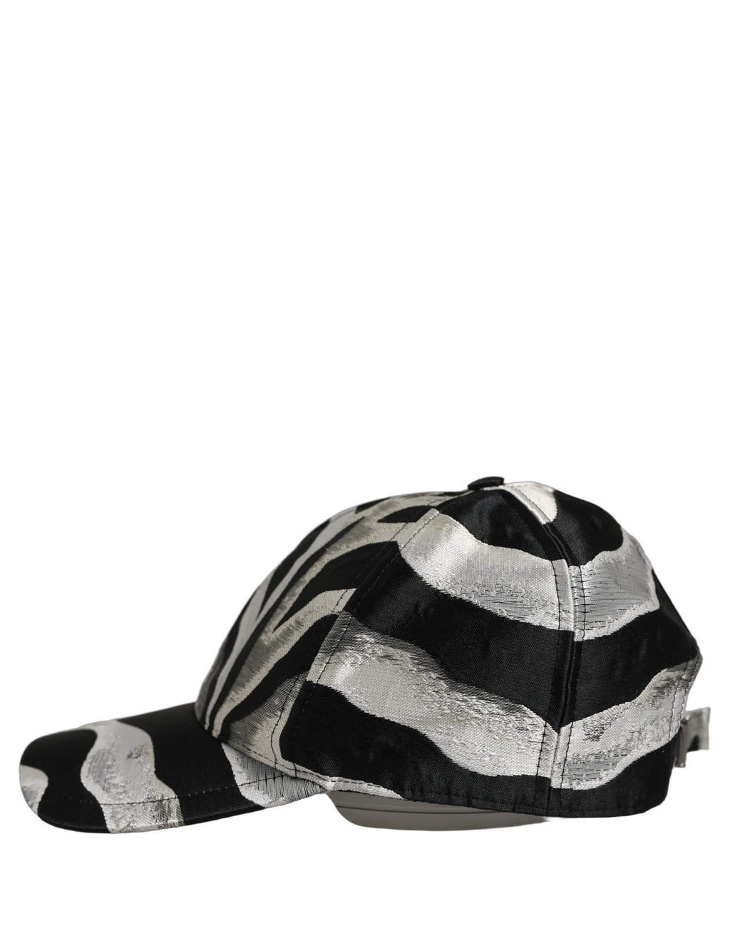 Dolce & Gabbana Herren Baseball Cap in Schwarz mit Silbernem Zebramuster