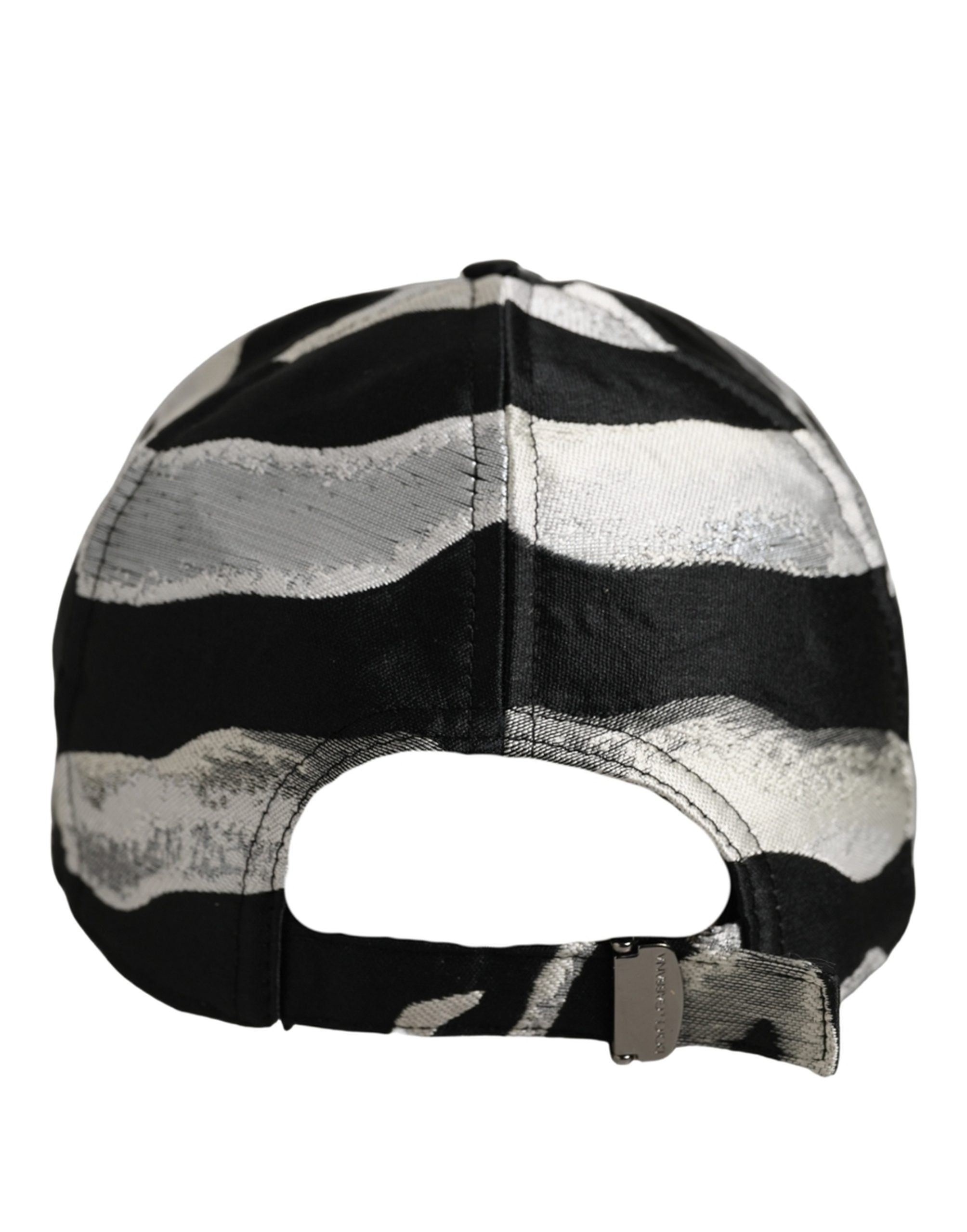Dolce & Gabbana Herren Baseball Cap in Schwarz mit Silbernem Zebramuster
