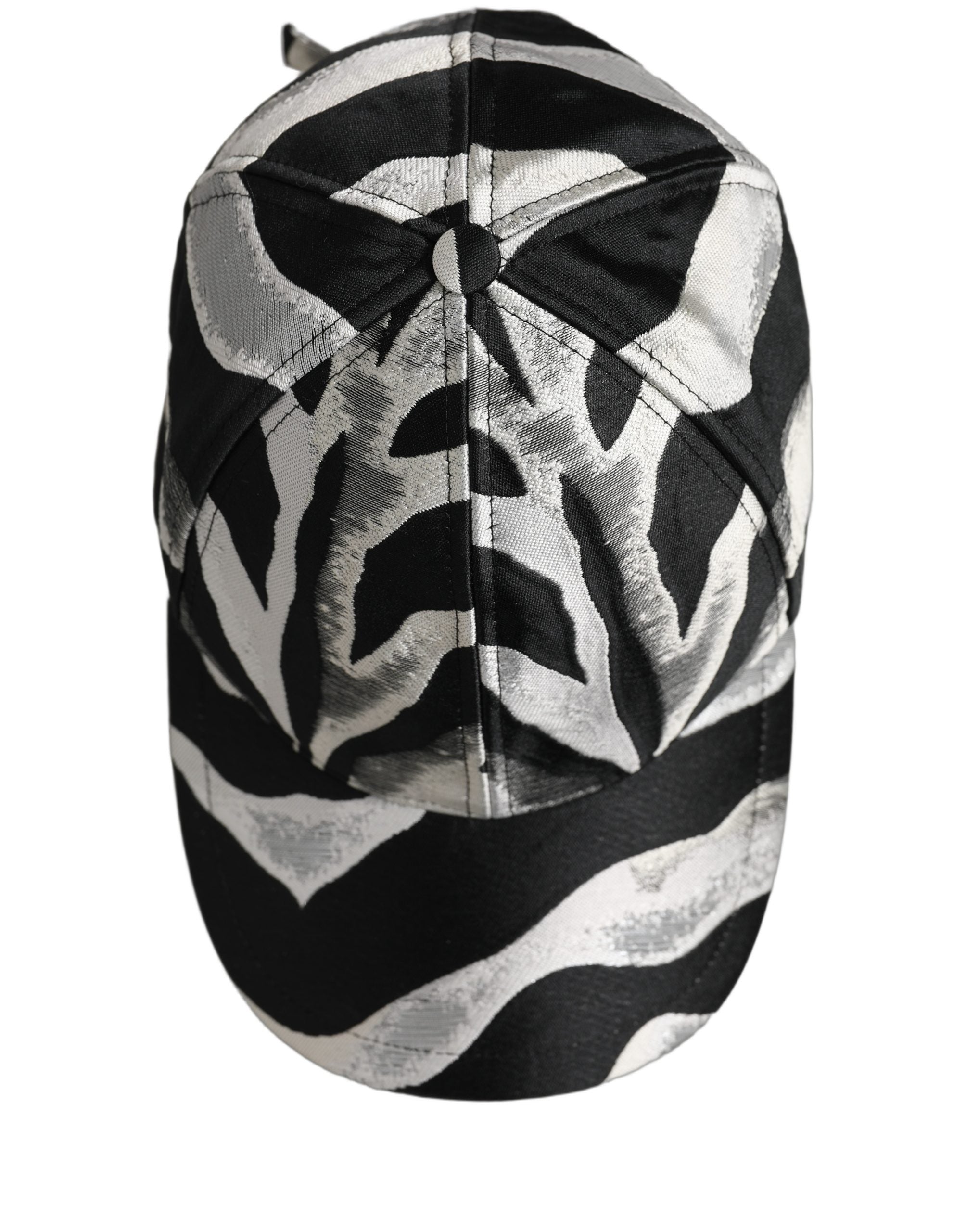 Dolce & Gabbana Herren Baseball Cap in Schwarz mit Silbernem Zebramuster