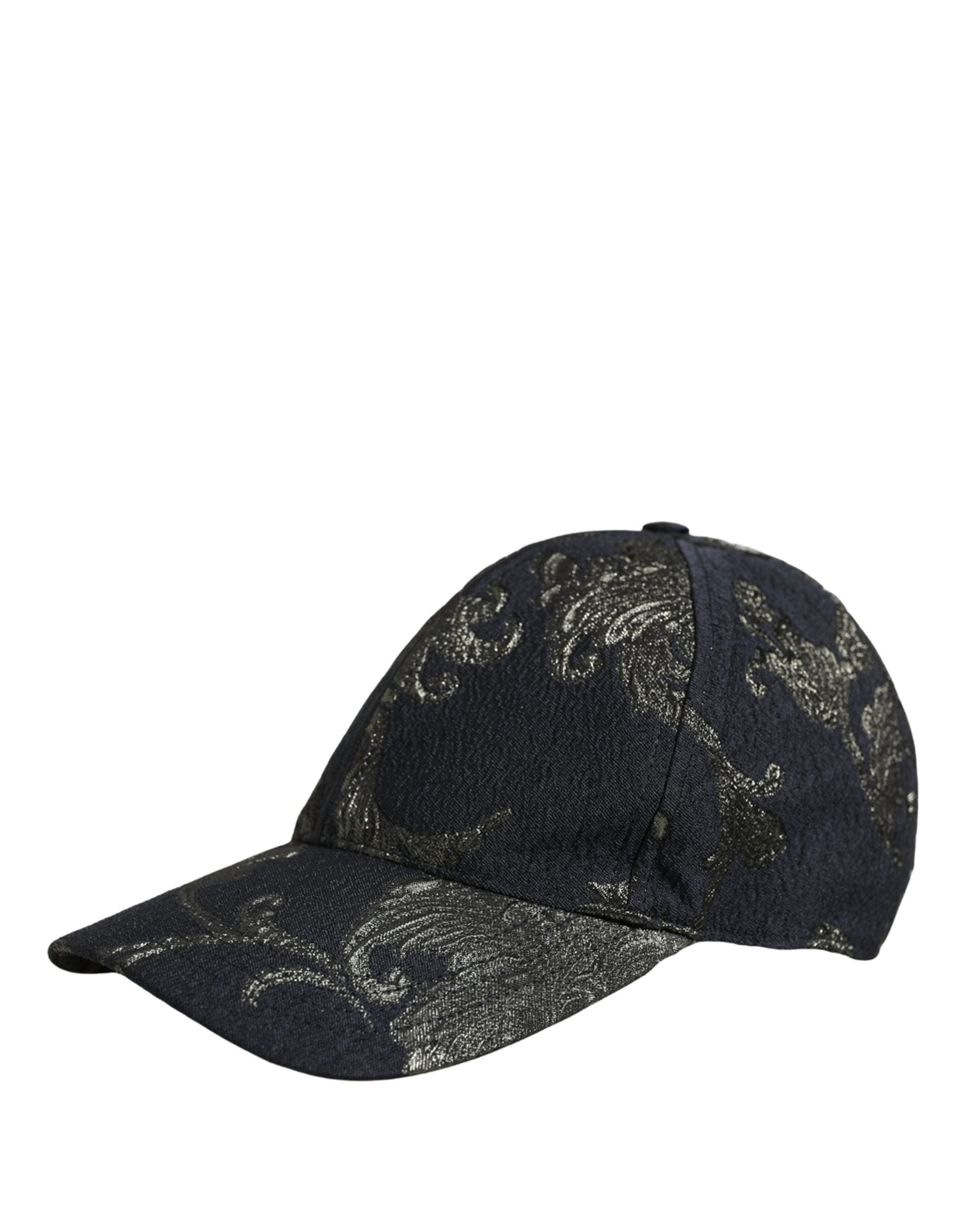 Dolce & Gabbana Herren Schwarze Barocco Blumen Baumwoll-Baseballkappe