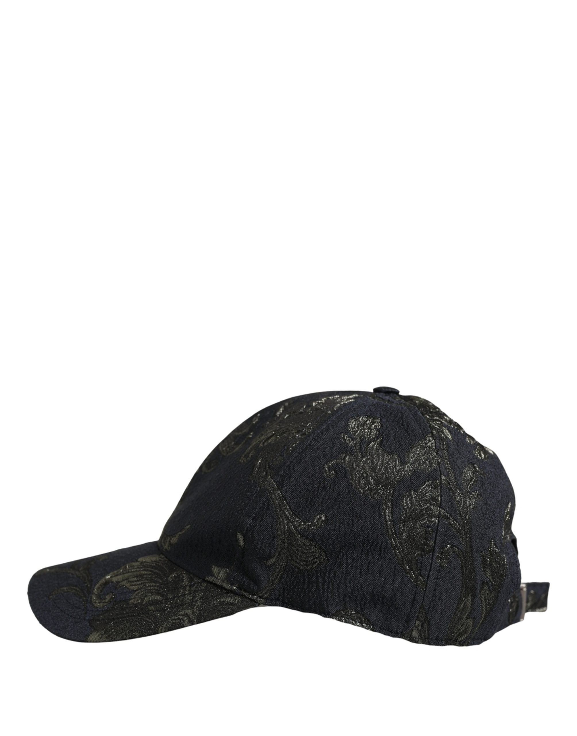 Dolce & Gabbana Herren Schwarze Barocco Blumen Baumwoll-Baseballkappe