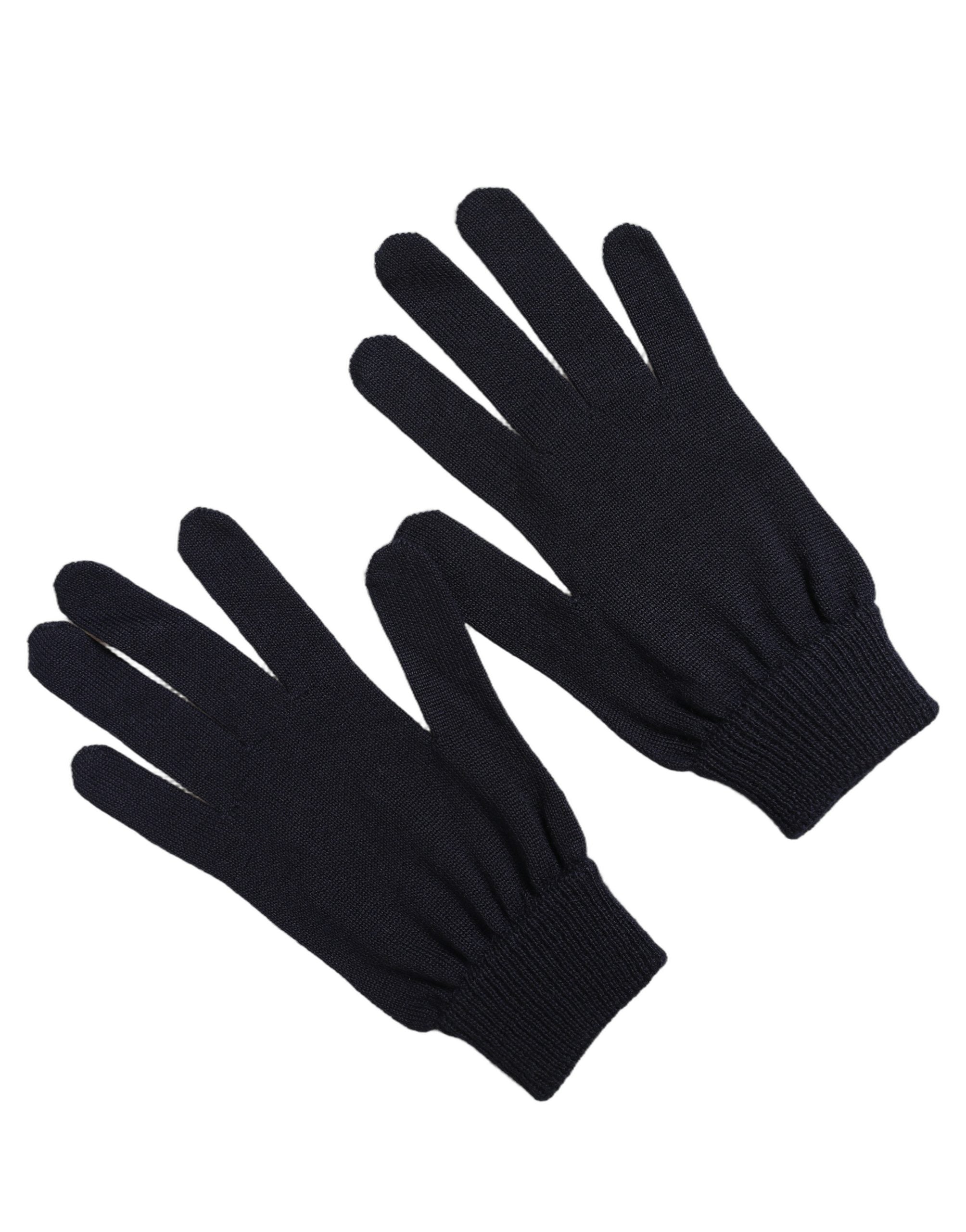 Dolce & Gabbana Herrenhandschuhe aus dunkelblauem Kaschmir-Strick für den Winter