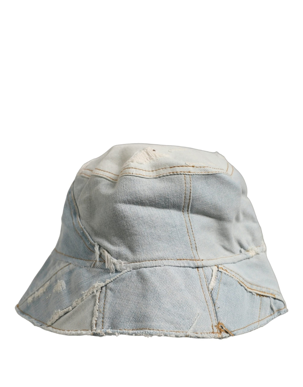 Dolce & Gabbana Herren-Bucket-Hat aus Baumwoll-Denim mit Patchwork-Design in Blau