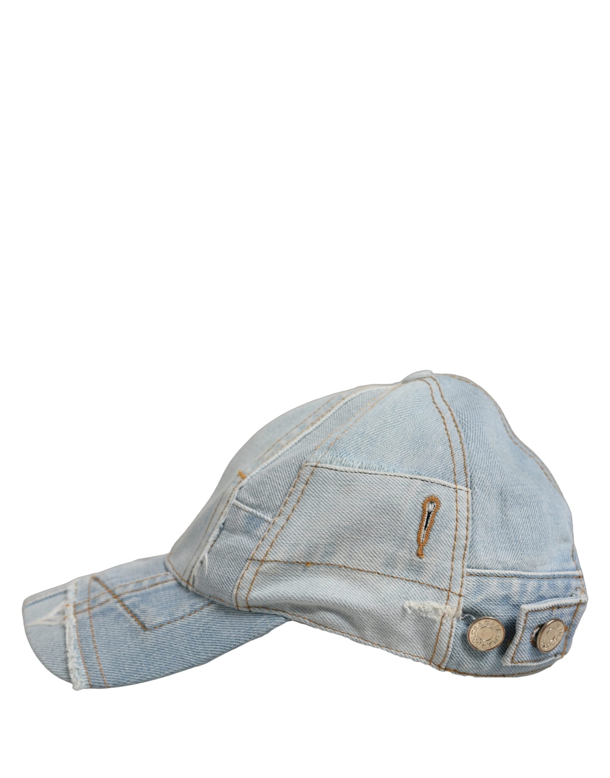 Dolce & Gabbana Herren Baseball Cap aus Baumwoll-Denim in Blau mit Patchwork-Design