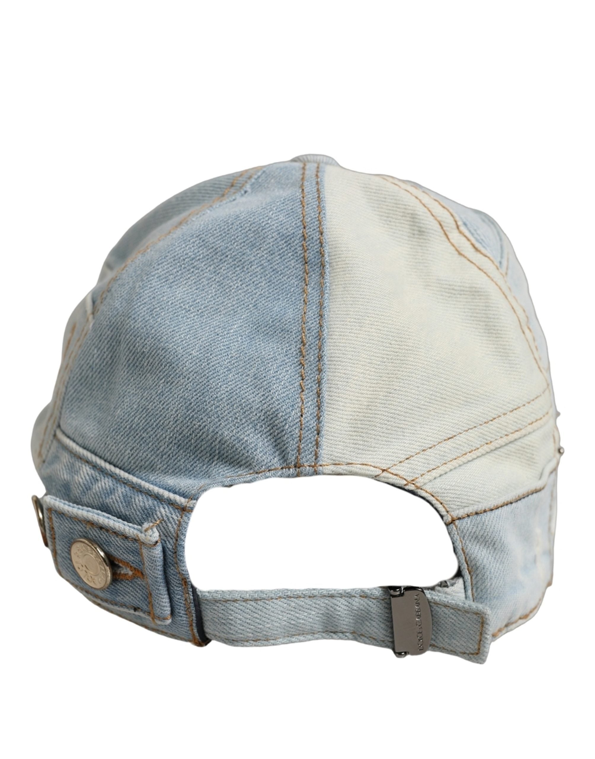 Dolce & Gabbana Herren Baseball Cap aus Baumwoll-Denim in Blau mit Patchwork-Design
