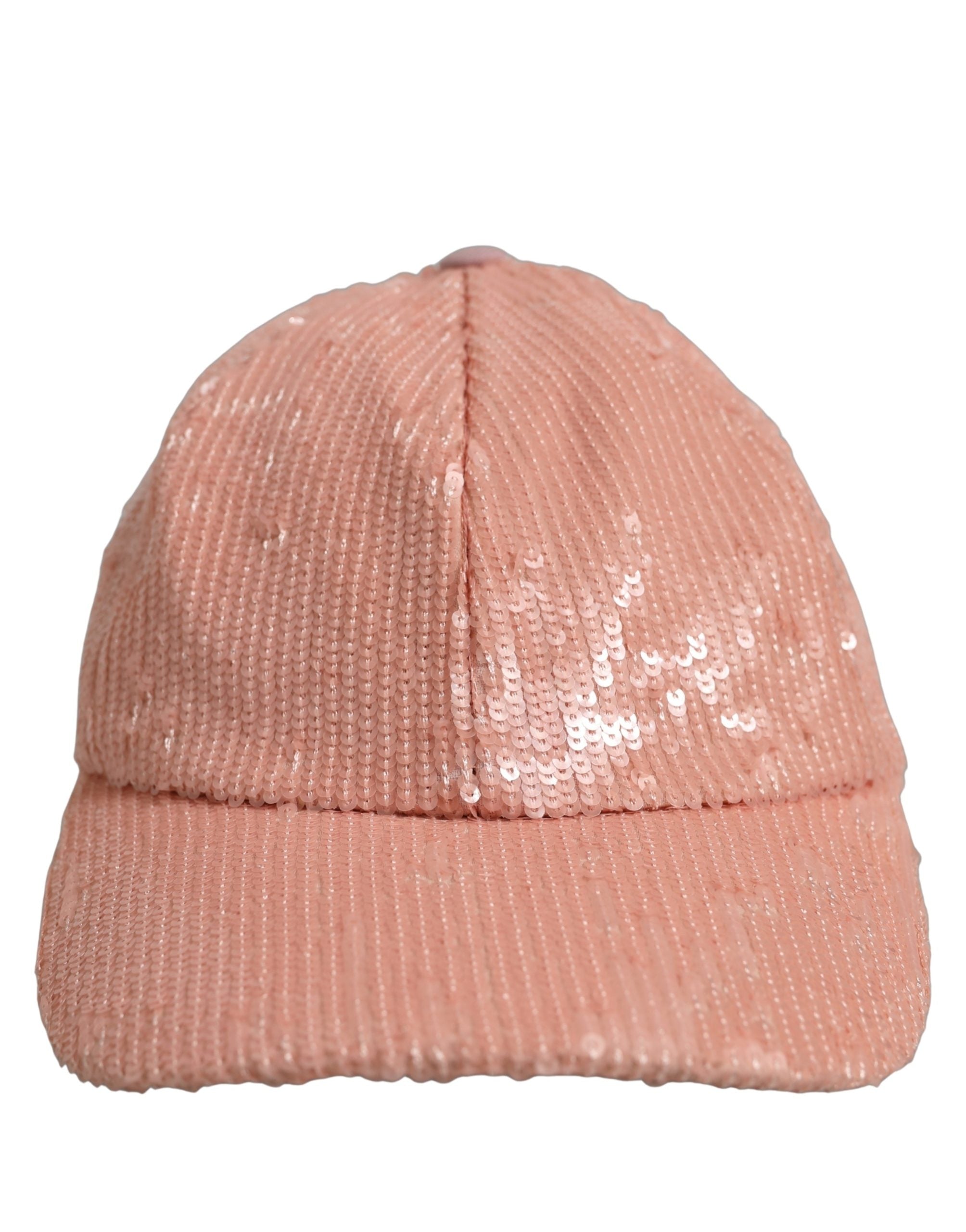 Dolce & Gabbana Herren Pinke Baumwoll-Pailletten-Baseballkappe mit 6 Bahnen