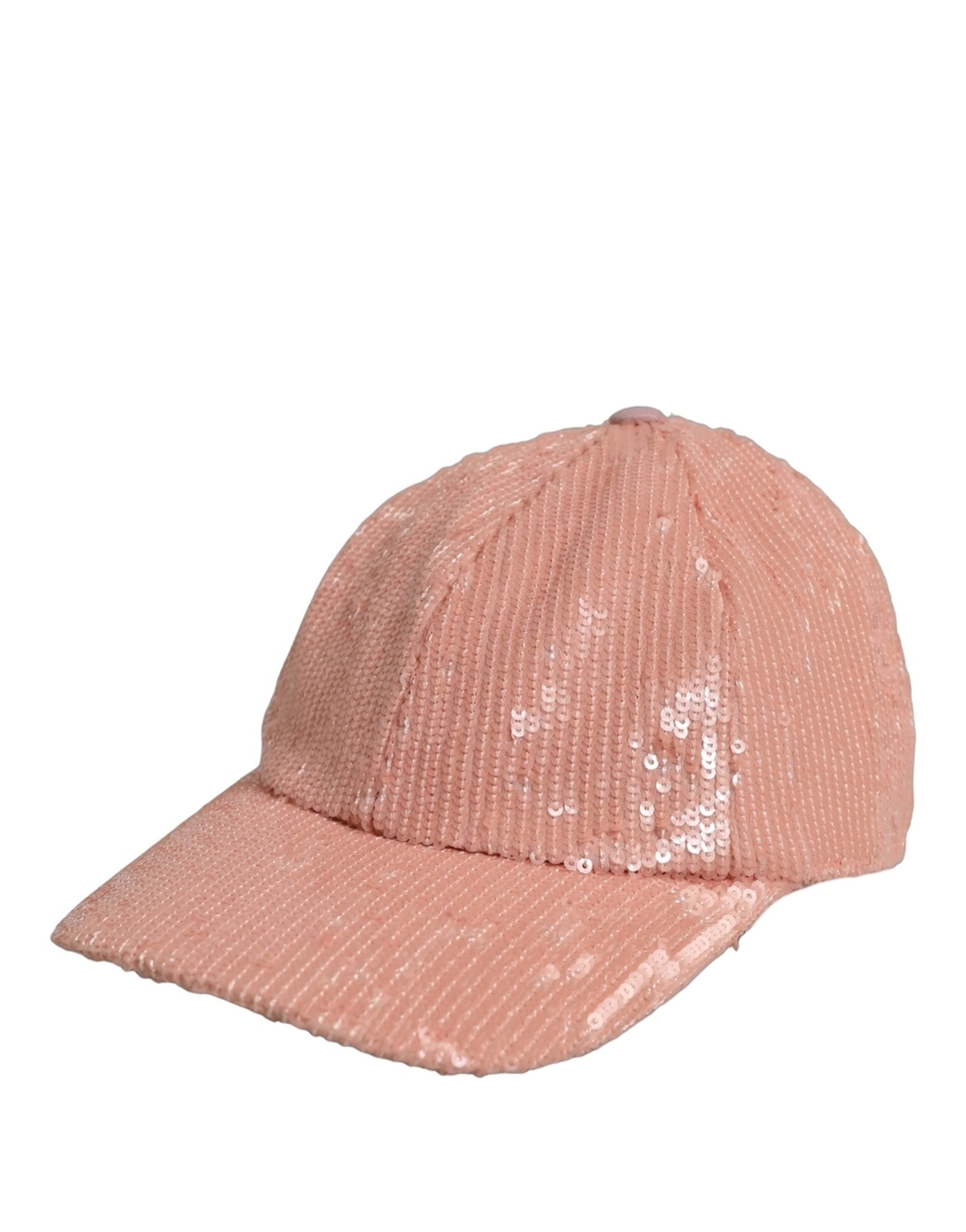 Dolce & Gabbana Herren Pinke Baumwoll-Pailletten-Baseballkappe mit 6 Bahnen