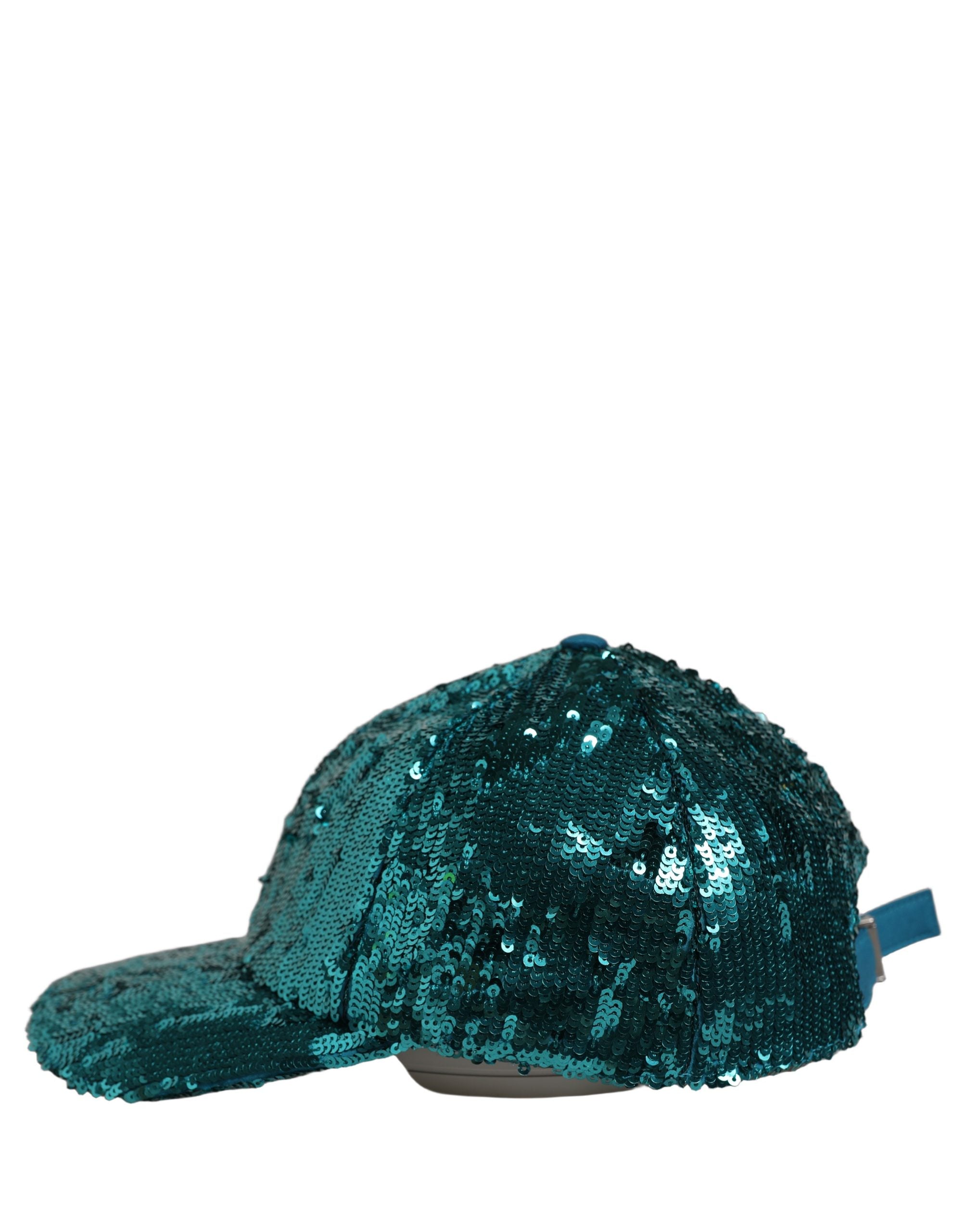 Dolce & Gabbana Herren Baseball Cap aus Baumwolle in Grün mit Pailletten, 6 Bahnen