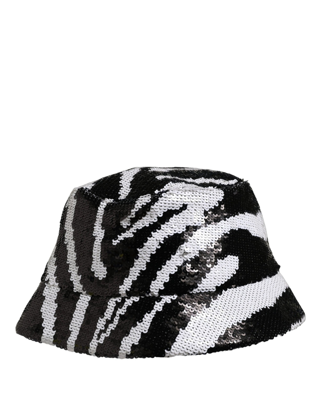 Dolce & Gabbana Herren Hut Schwarz Weiß Zebra Pailletten Bucket Hat