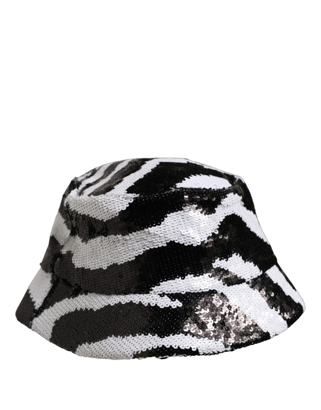 Dolce & Gabbana Herren Hut Schwarz Weiß Zebra Pailletten Bucket Hat
