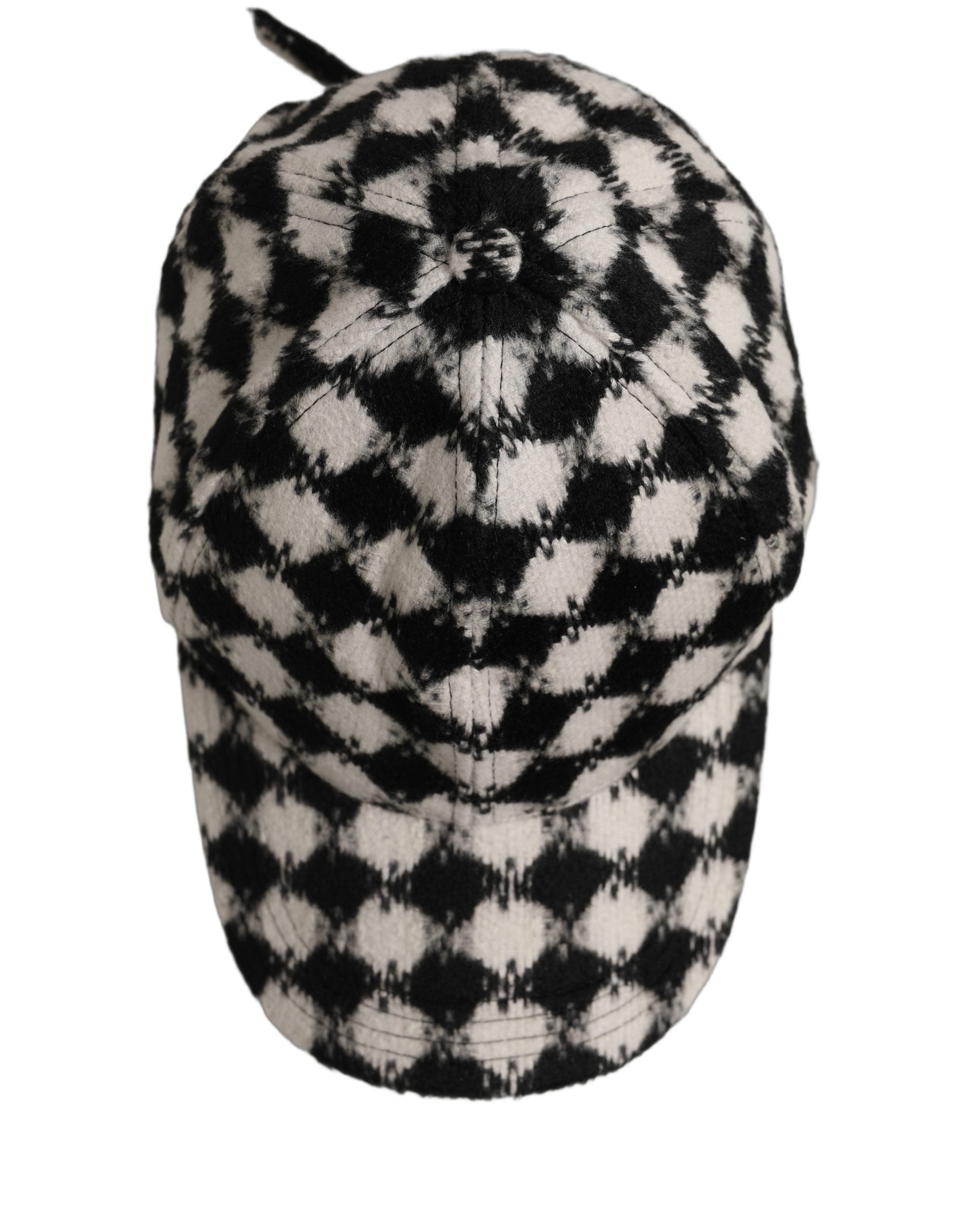 Dolce & Gabbana Herren Baseballkappe aus Wolle in Schwarz und Weiß mit Diamantmuster