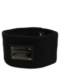 Dolce & Gabbana Herren-Stirnband aus schwarzem Kaschmir mit Logo-Plakette, Einheitsgröße