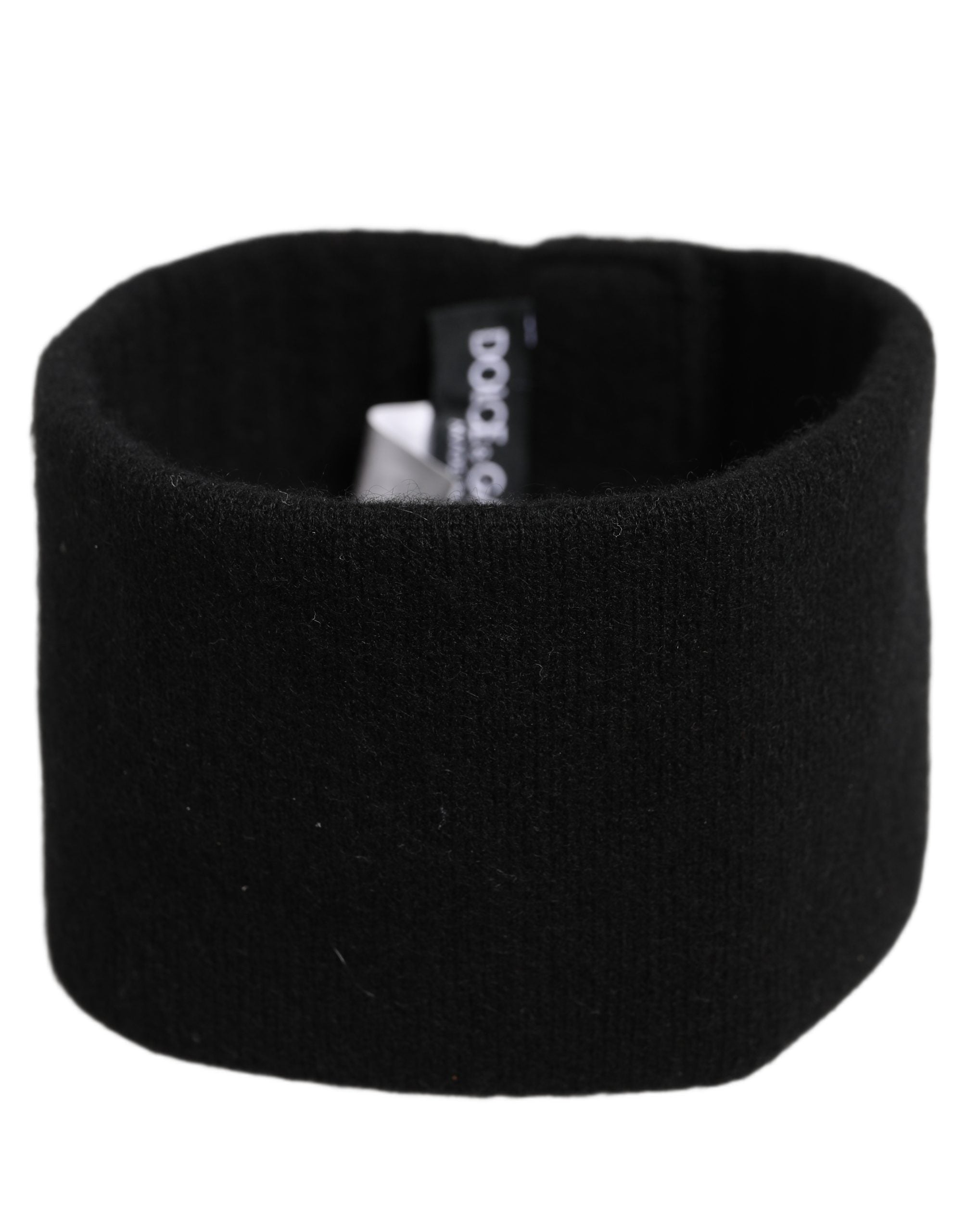 Dolce & Gabbana Herren Stirnband aus schwarzem Kaschmir mit Logo, Einheitsgröße