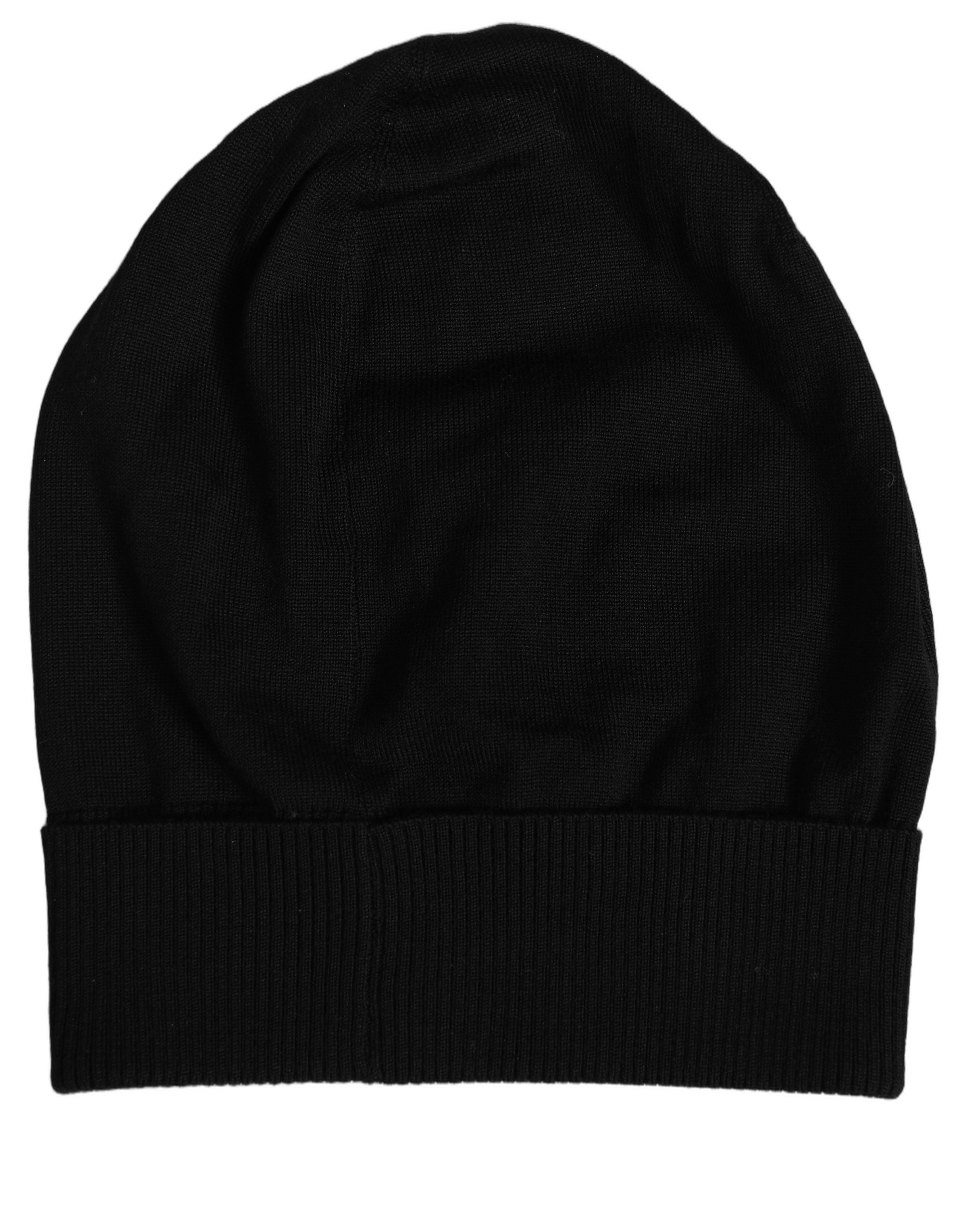 Dolce & Gabbana Herren Mütze aus schwarzer Wolle, gestrickt, Winter, Capello One