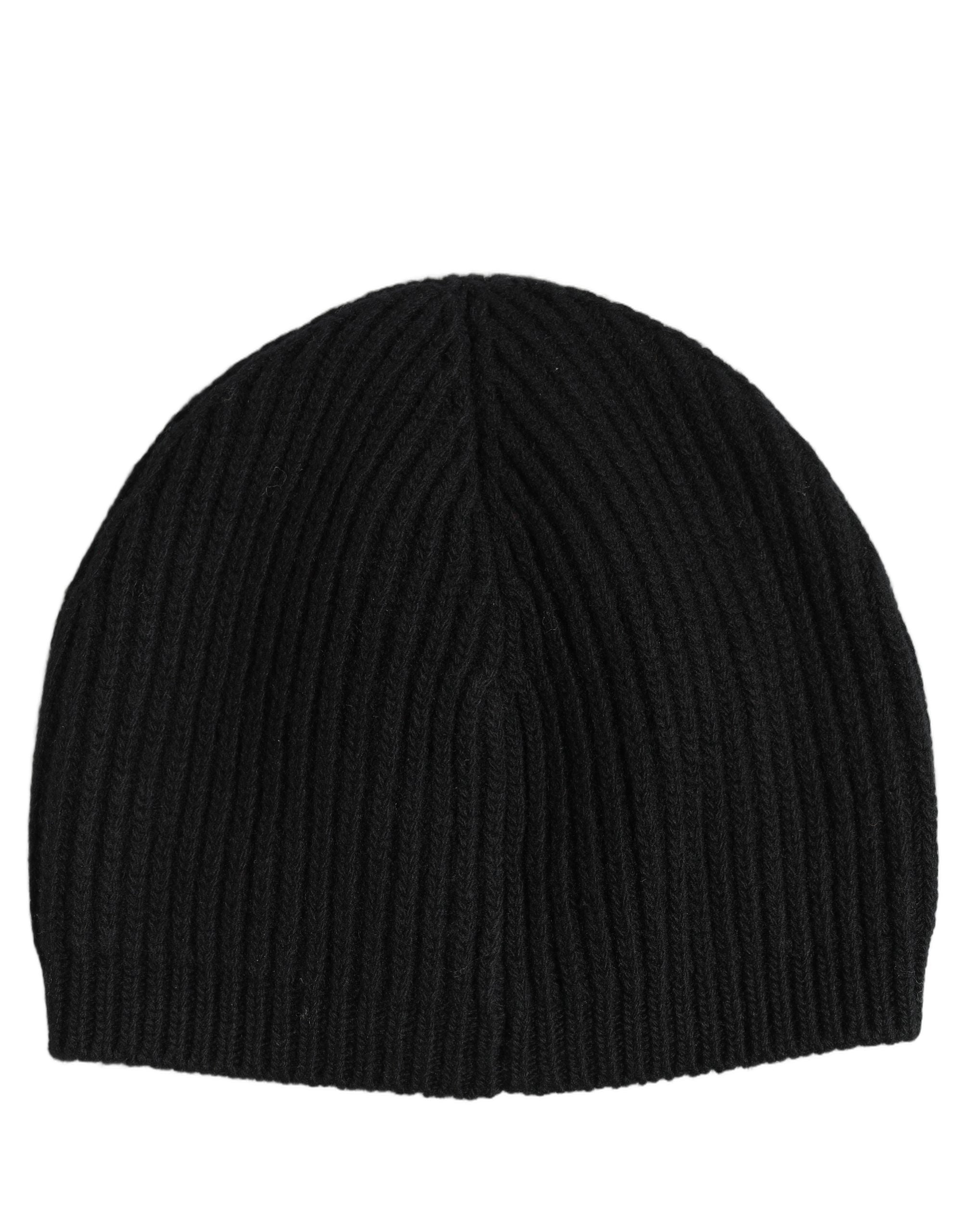 Dolce & Gabbana Herren Mütze aus schwarzer Wolle, gestrickt, Winter, Einheitsgröße