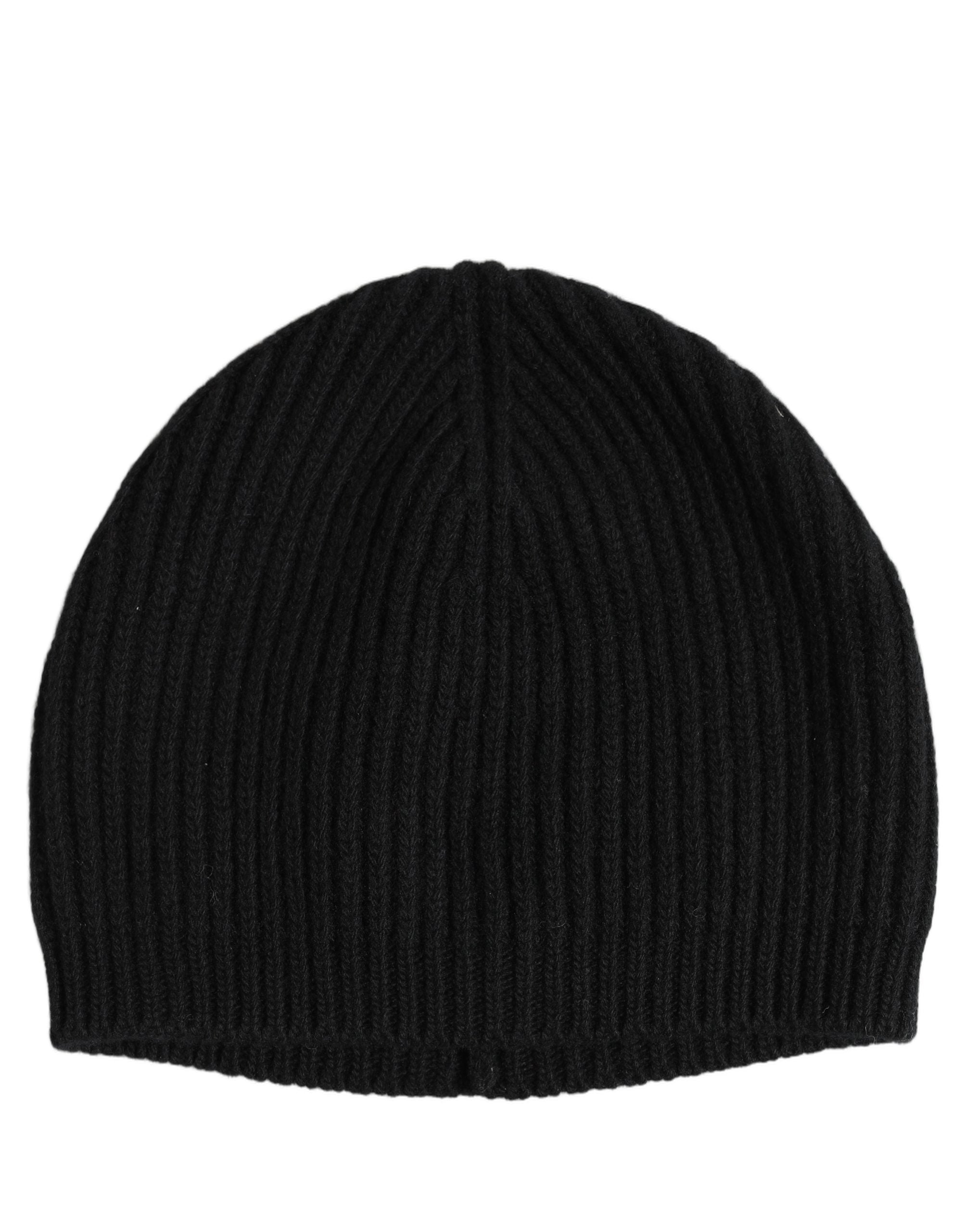Dolce & Gabbana Herren Mütze aus schwarzer Wolle, gestrickt, Winter, Einheitsgröße