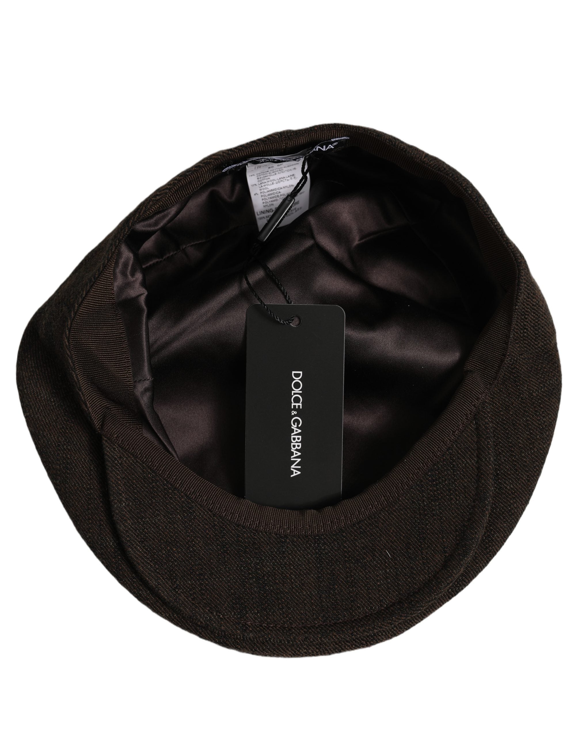 Dolce & Gabbana Herren Schiebermütze aus braunem Baumwollstoff