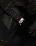 Dolce & Gabbana Schwarze Baseballkappe aus Baumwolle mit goldenen Nadelstreifen