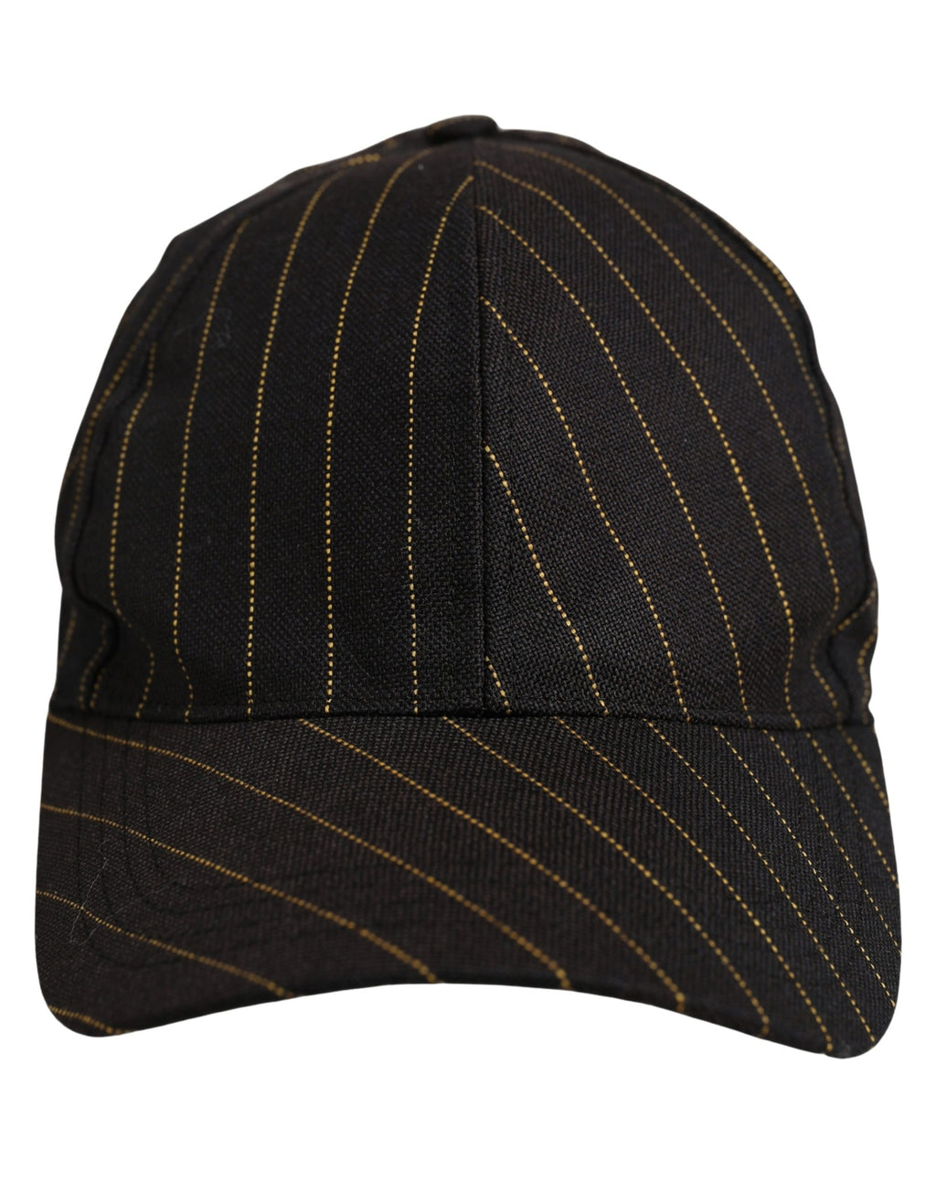 Dolce & Gabbana Schwarze Baseballkappe aus Baumwolle mit goldenen Nadelstreifen
