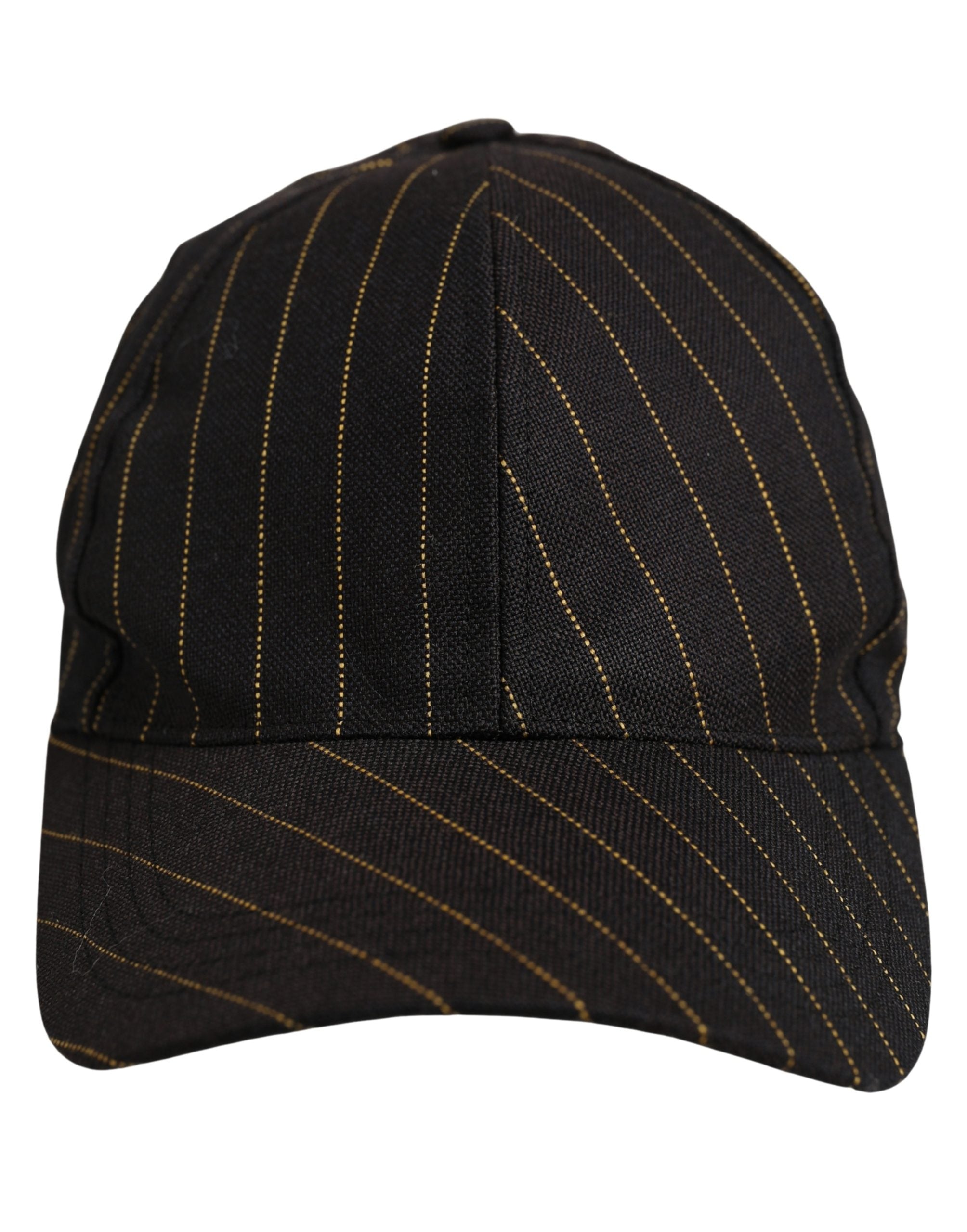 Dolce & Gabbana Schwarze Baseballkappe aus Baumwolle mit goldenen Nadelstreifen