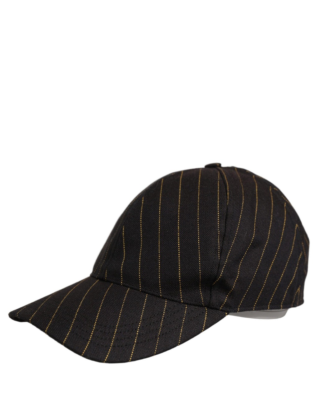 Dolce & Gabbana Schwarze Baseballkappe aus Baumwolle mit goldenen Nadelstreifen