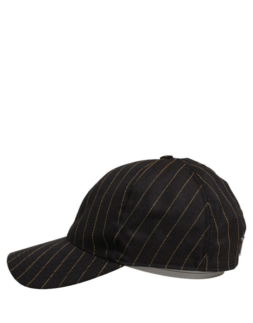 Dolce & Gabbana Schwarze Baseballkappe aus Baumwolle mit goldenen Nadelstreifen
