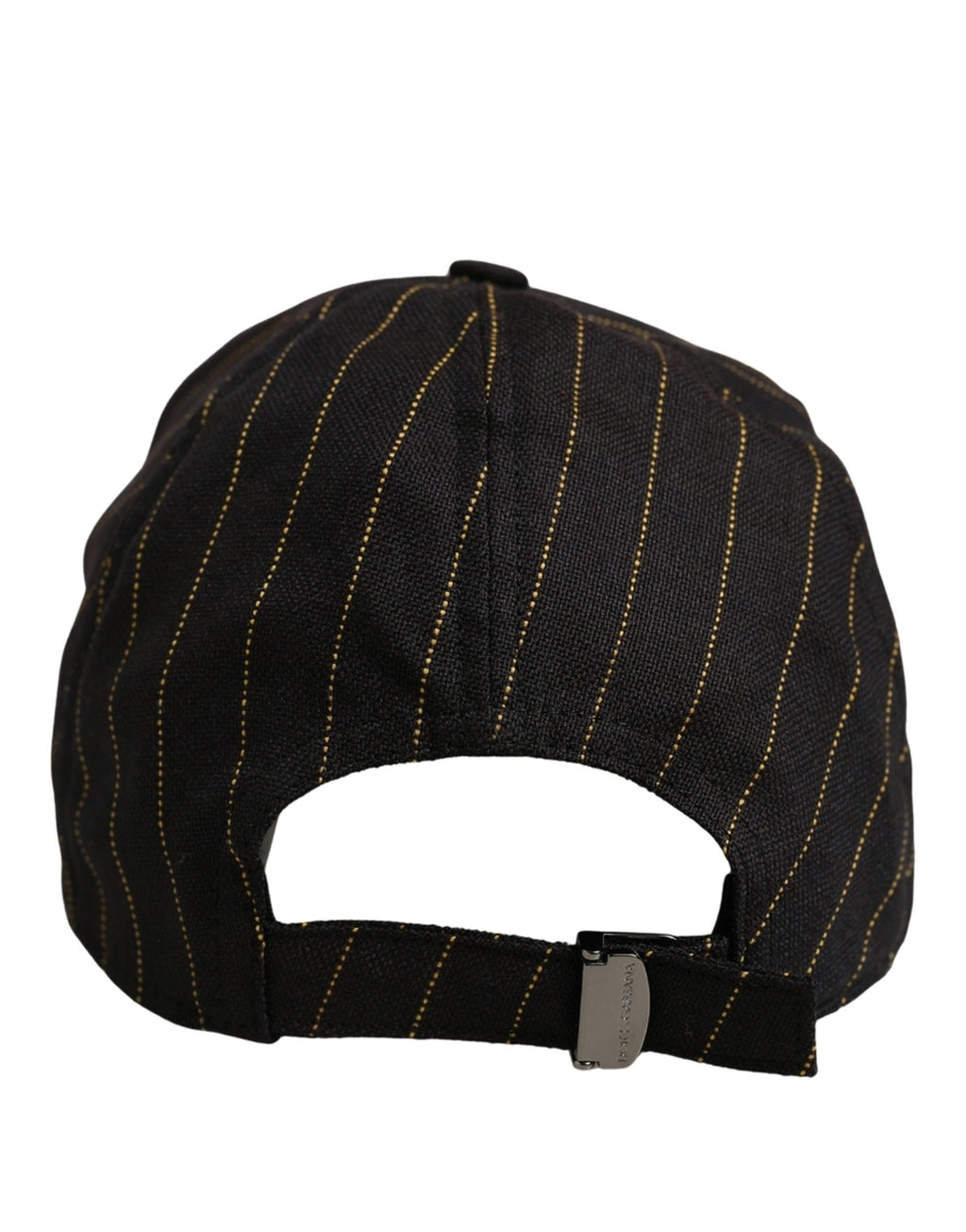 Dolce & Gabbana Schwarze Baseballkappe aus Baumwolle mit goldenen Nadelstreifen