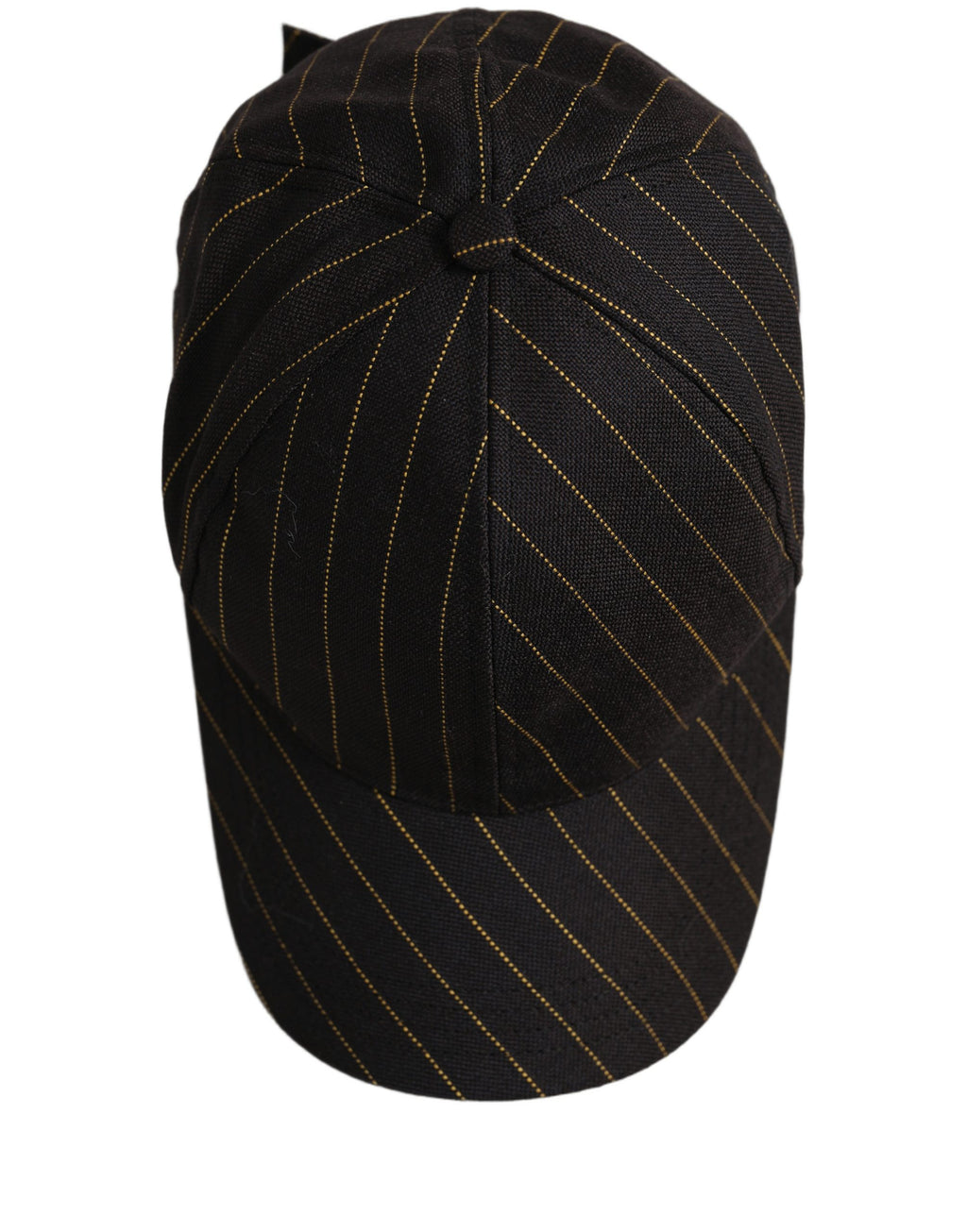 Dolce & Gabbana Schwarze Baseballkappe aus Baumwolle mit goldenen Nadelstreifen