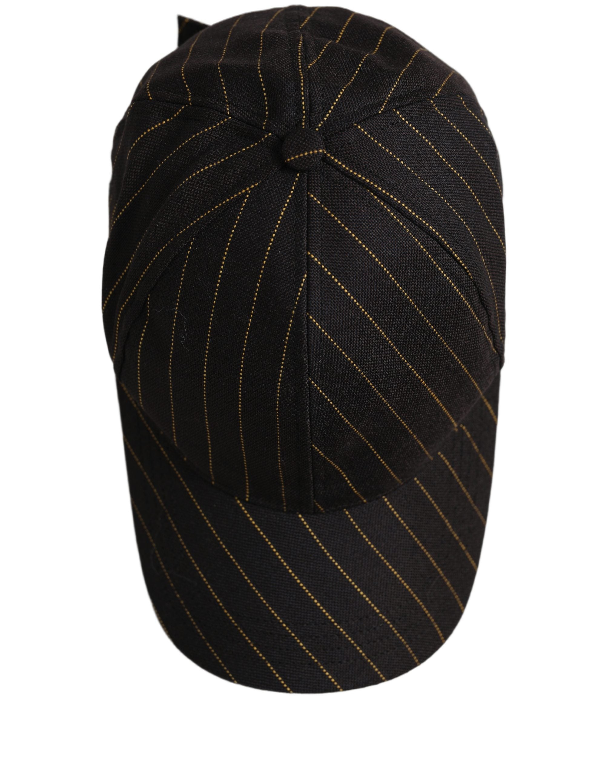 Dolce & Gabbana Schwarze Baseballkappe aus Baumwolle mit goldenen Nadelstreifen