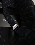 Dolce & Gabbana Schwarze Baseballkappe aus Baumwolle mit goldenen Nadelstreifen