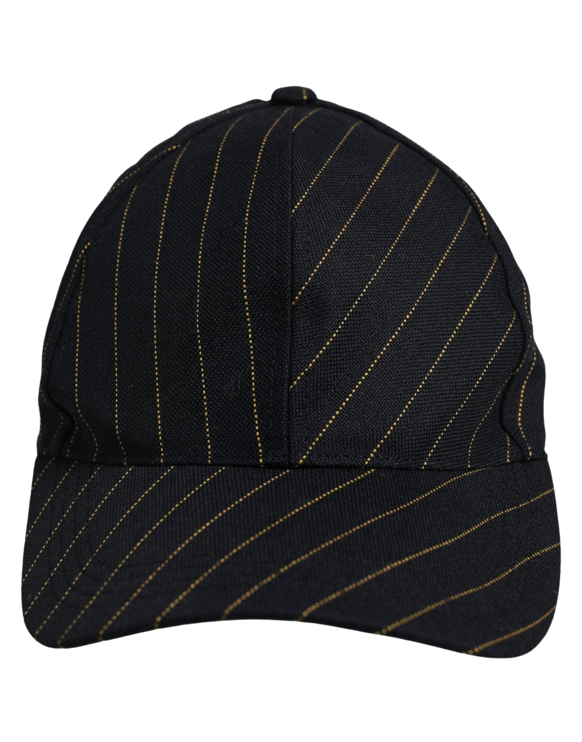 Dolce & Gabbana Schwarze Baseballkappe aus Baumwolle mit goldenen Nadelstreifen
