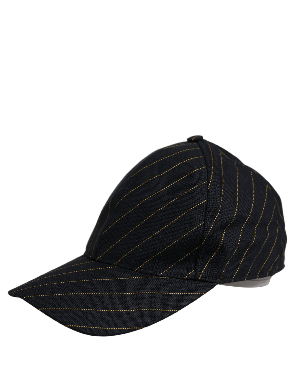 Dolce & Gabbana Schwarze Baseballkappe aus Baumwolle mit goldenen Nadelstreifen