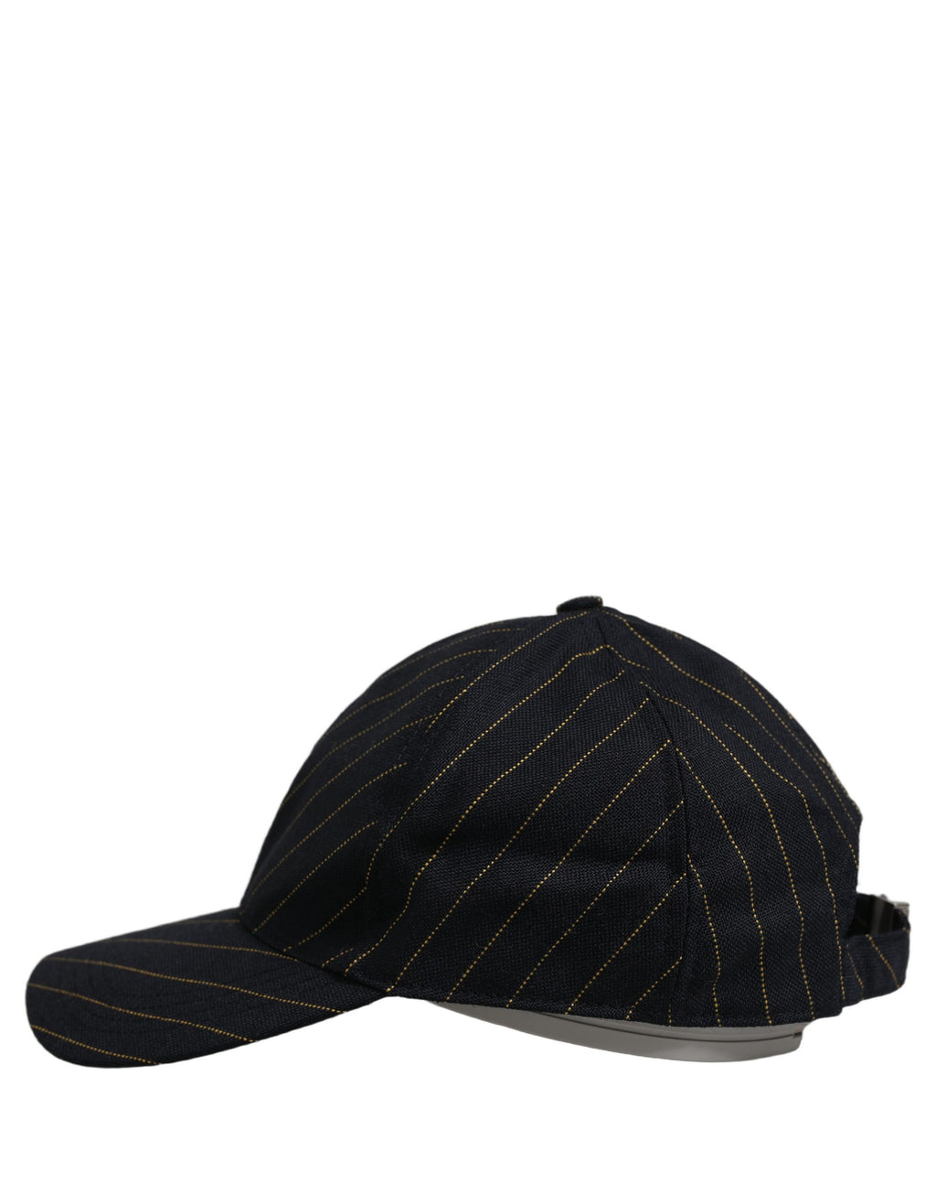 Dolce & Gabbana Schwarze Baseballkappe aus Baumwolle mit goldenen Nadelstreifen