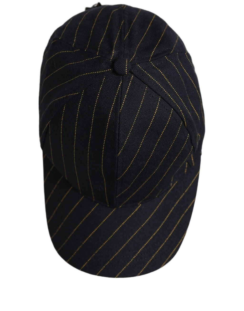 Dolce & Gabbana Schwarze Baseballkappe aus Baumwolle mit goldenen Nadelstreifen