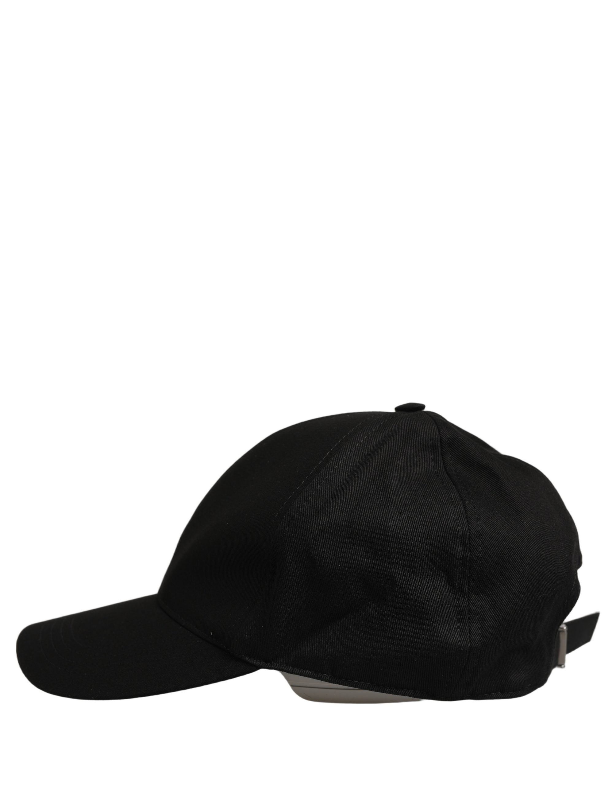 Dolce & Gabbana Herren Baseballkappe aus schwarzer Baumwolle, 6-Panel-Design